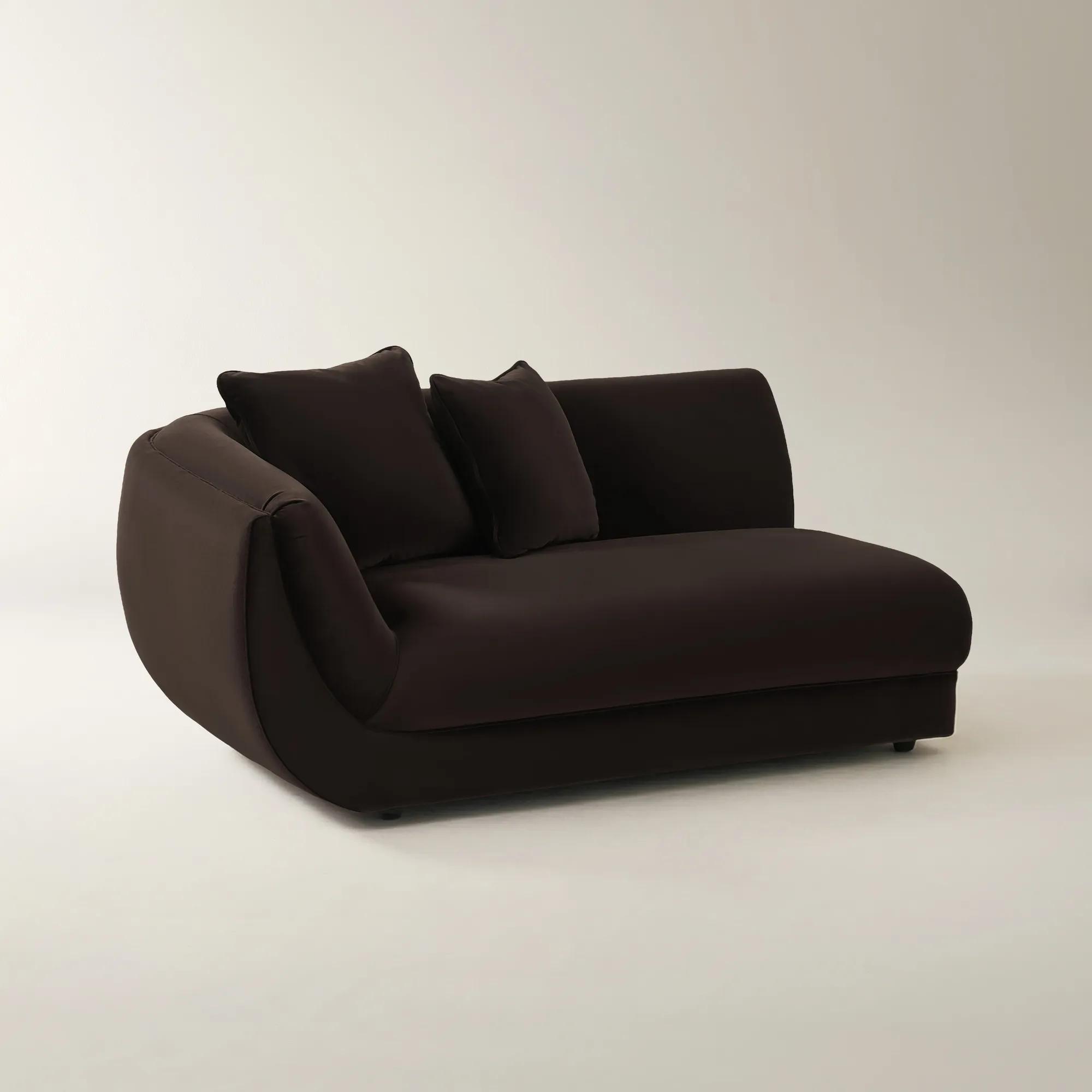 Curvia Dark Chocolate Velvet Grand Left-Arm Chair