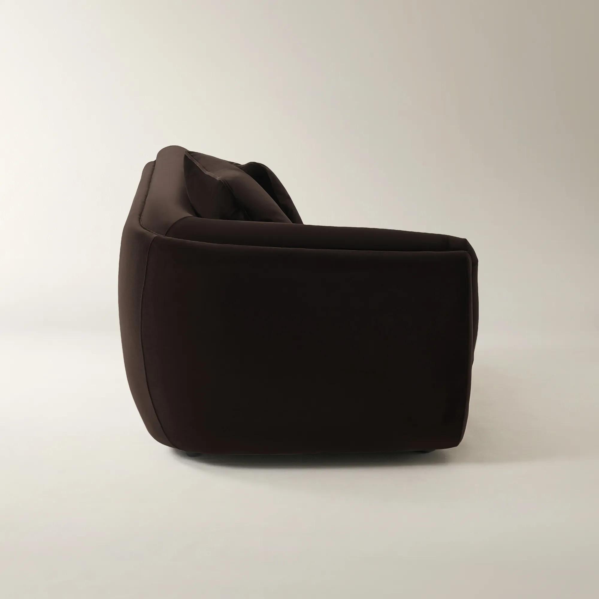Curvia Dark Chocolate Velvet Grand Left-Arm Chair