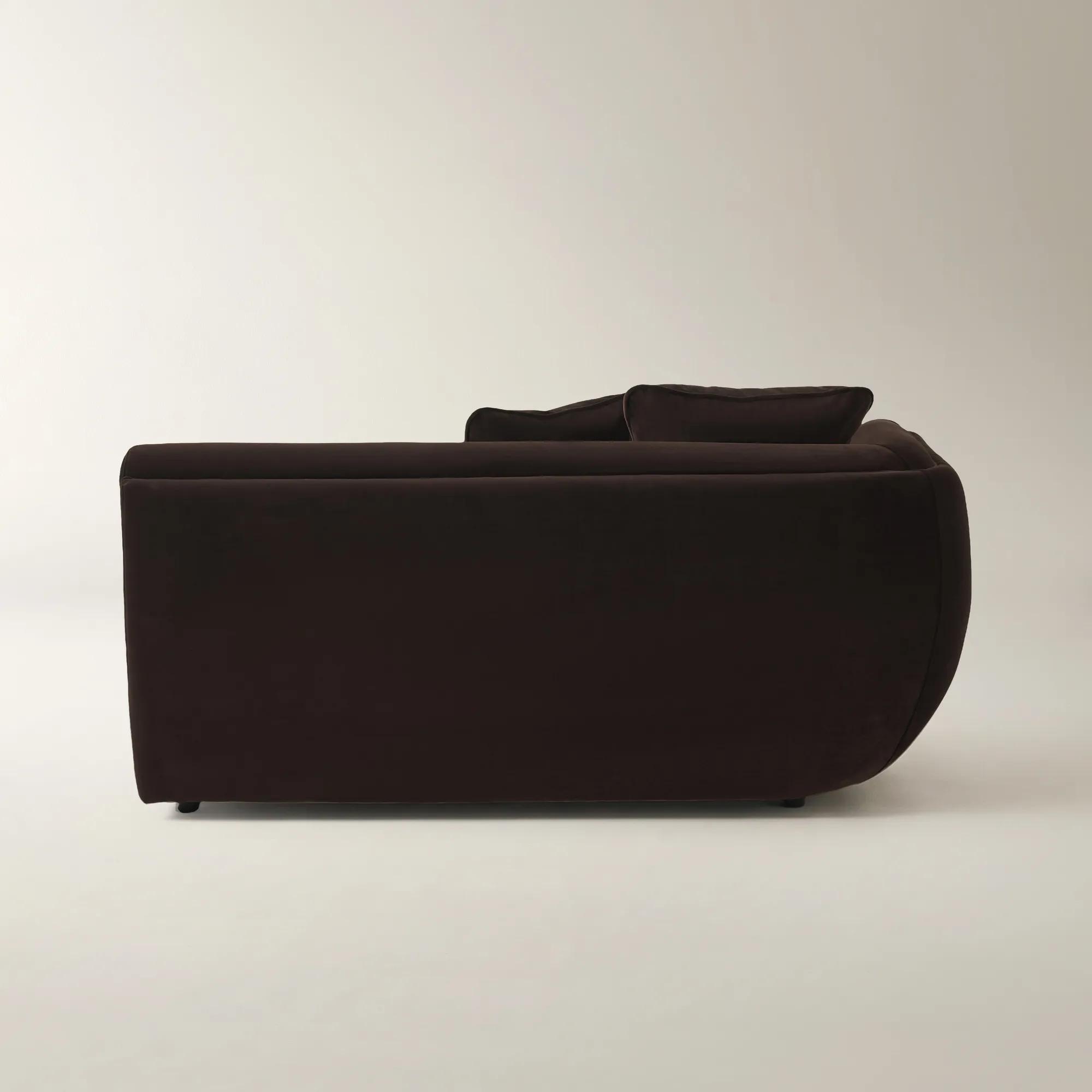 Curvia Dark Chocolate Velvet Grand Left-Arm Chair