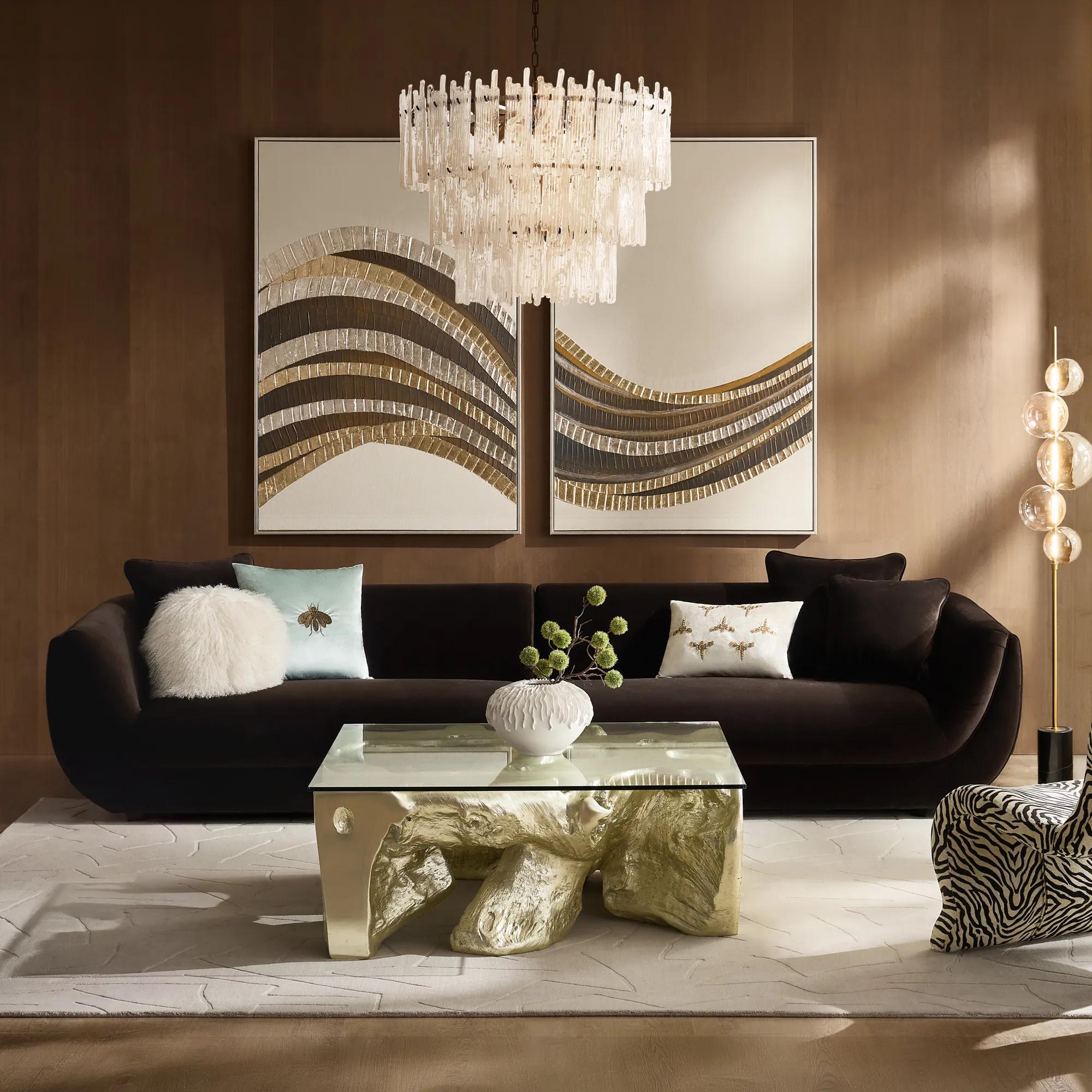 Curvia 2-Piece Dark Chocolate Velvet Grand Sectional Sofa