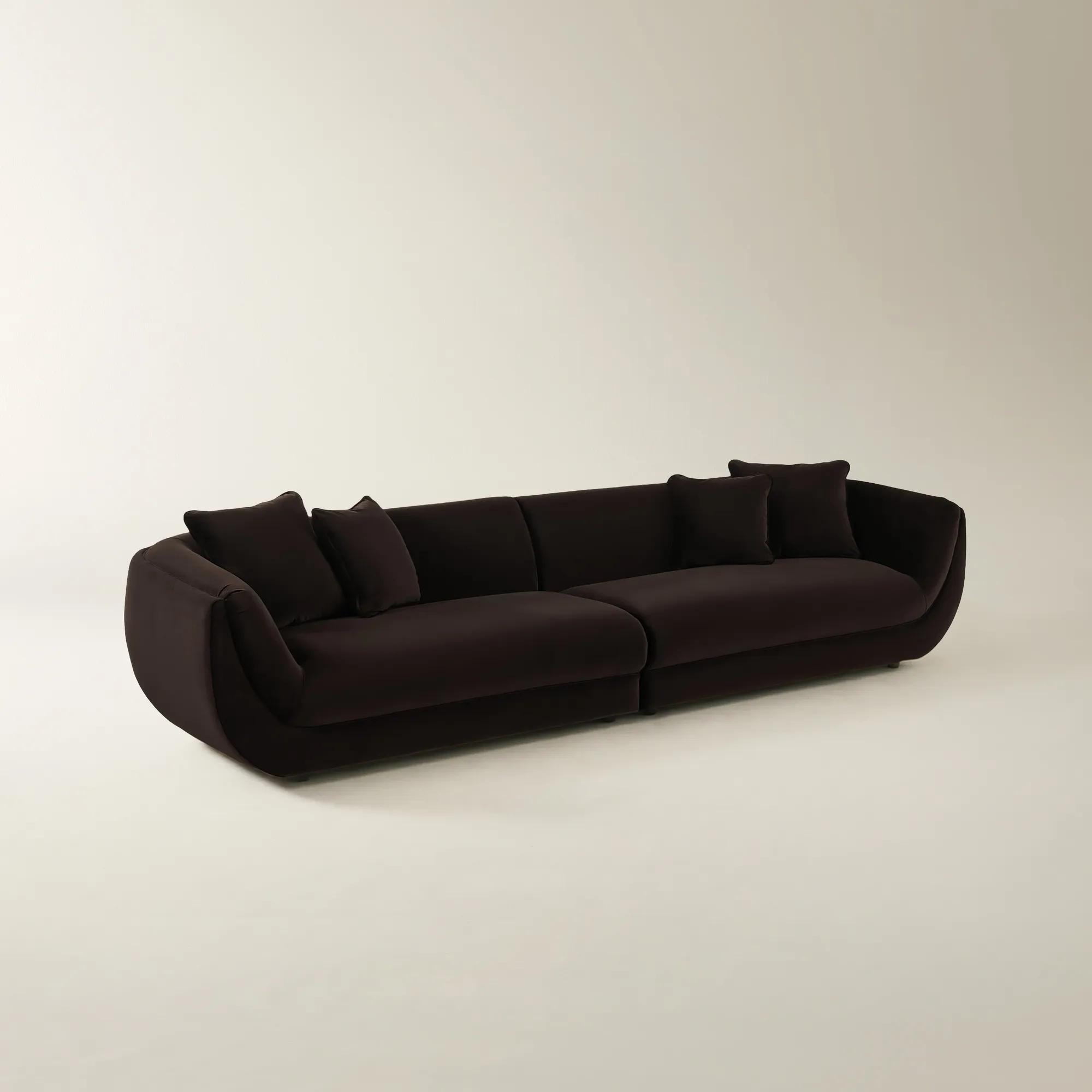 Curvia 2-Piece Dark Chocolate Velvet Grand Sectional Sofa
