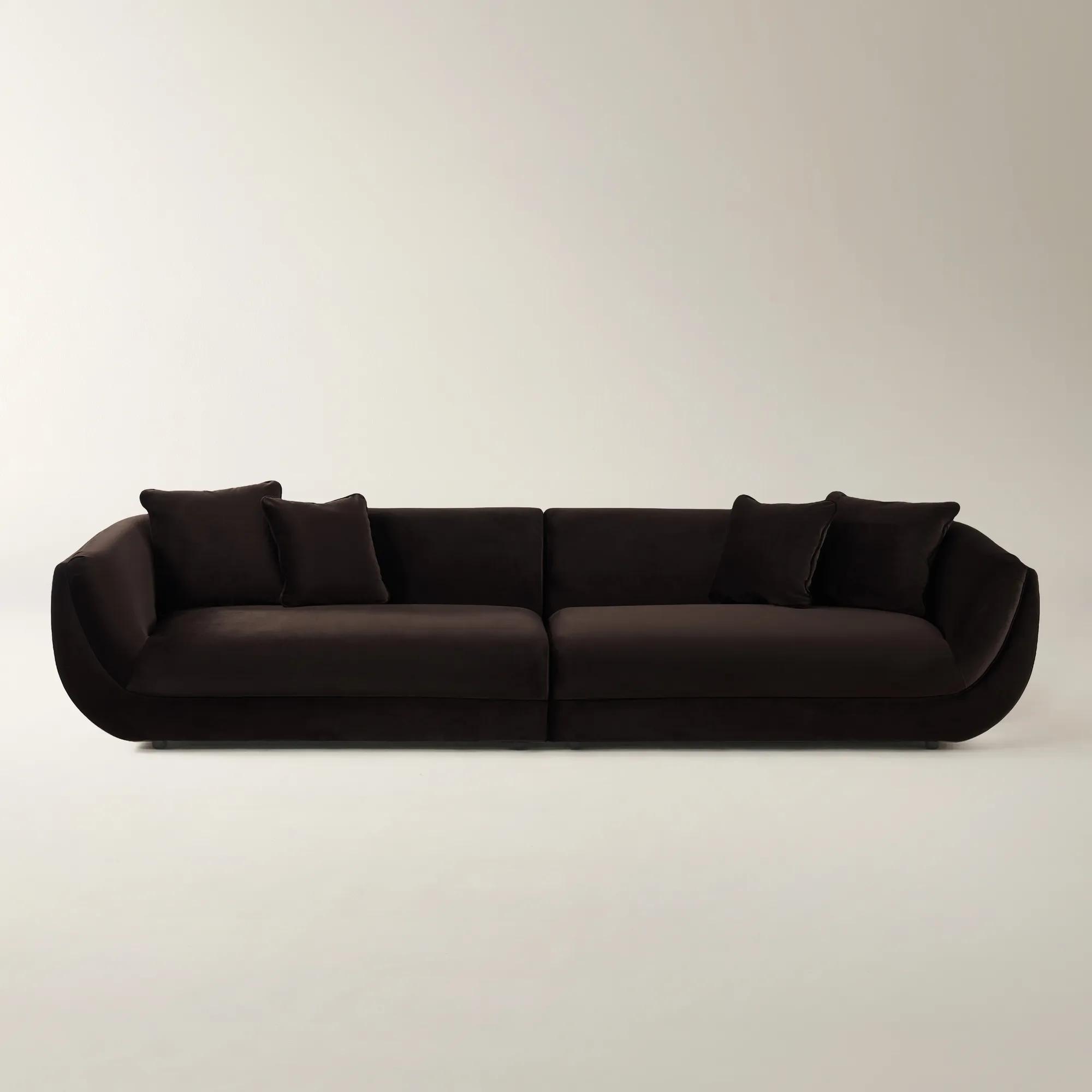 Curvia 2-Piece Dark Chocolate Velvet Grand Sectional Sofa