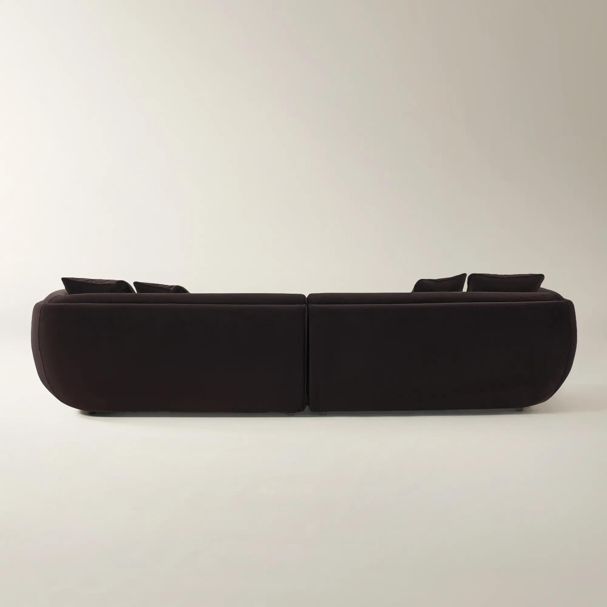 Curvia 2-Piece Dark Chocolate Velvet Grand Sectional Sofa