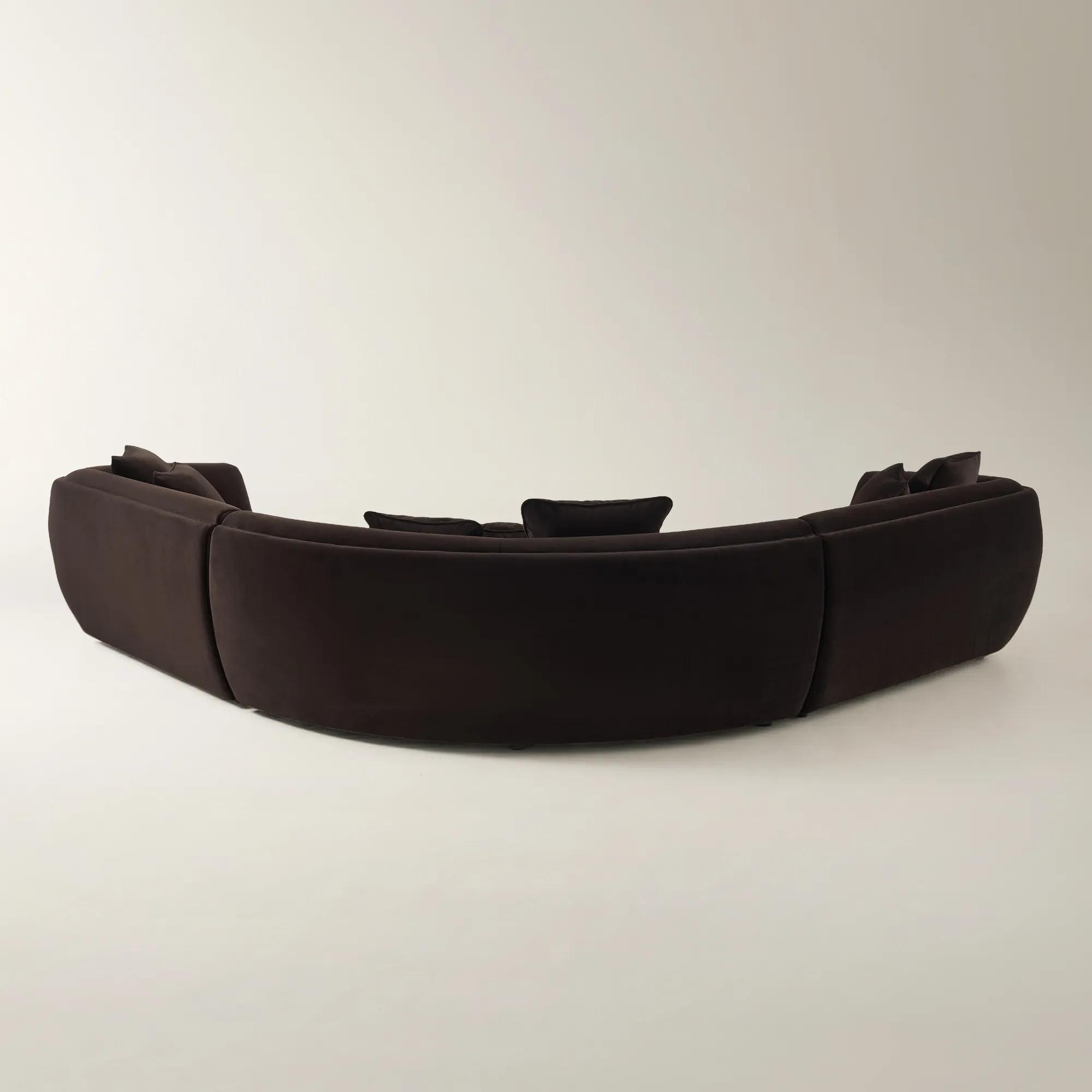 Curvia 3-Piece Dark Chocolate Velvet Sectional Sofa