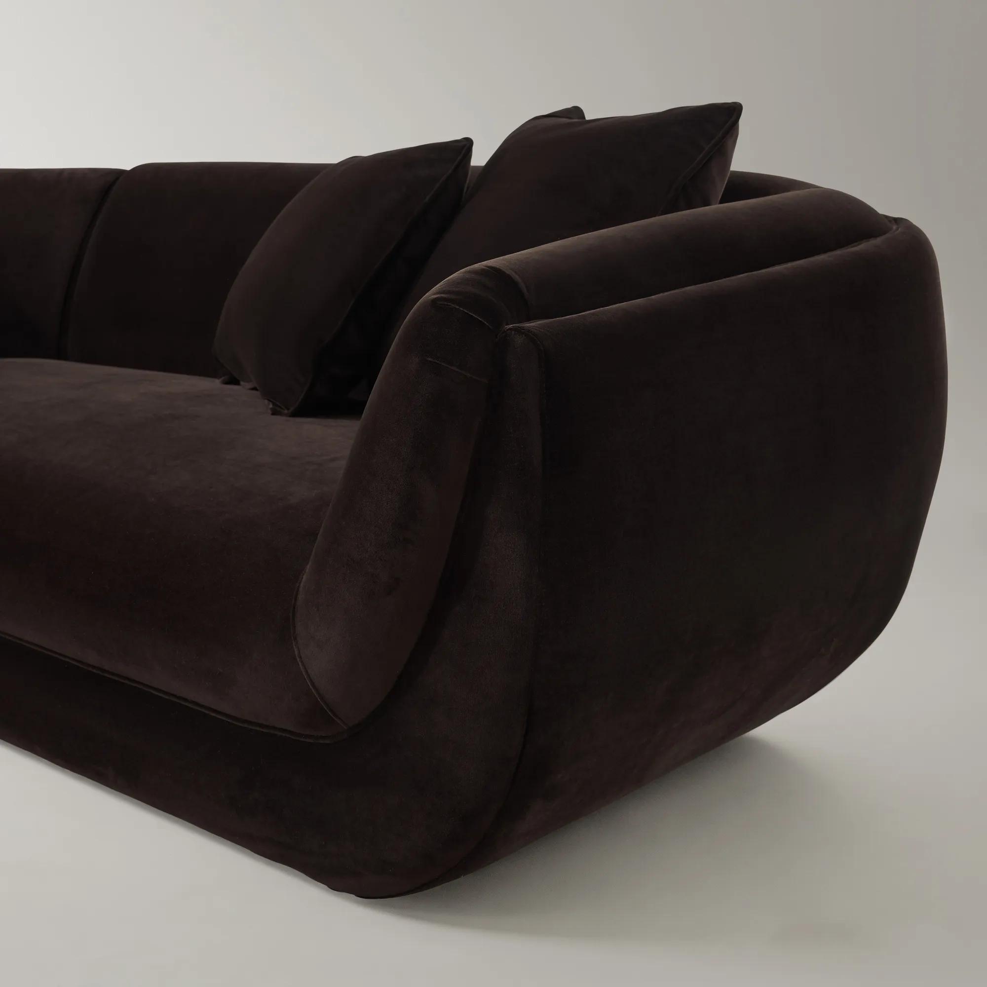 Curvia 3-Piece Dark Chocolate Velvet Sectional Sofa