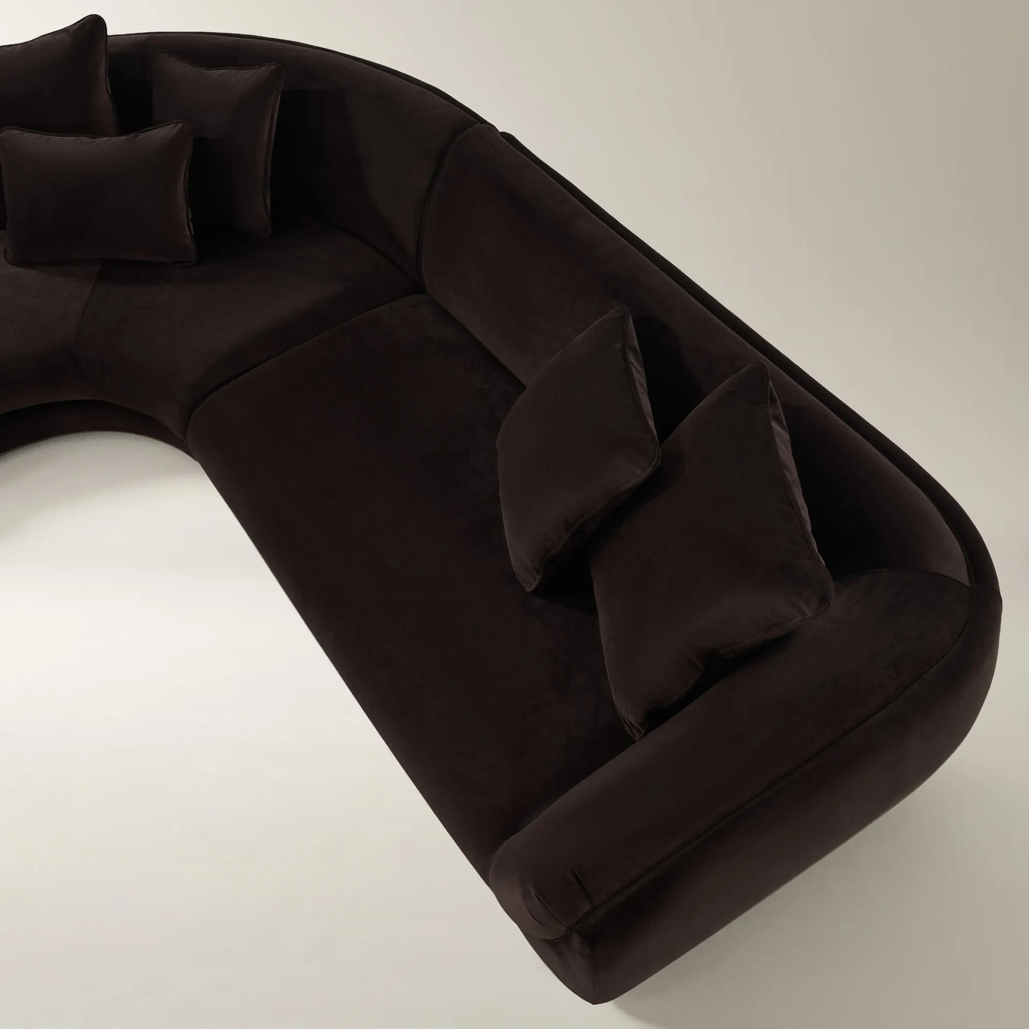 Curvia 3-Piece Dark Chocolate Velvet Sectional Sofa