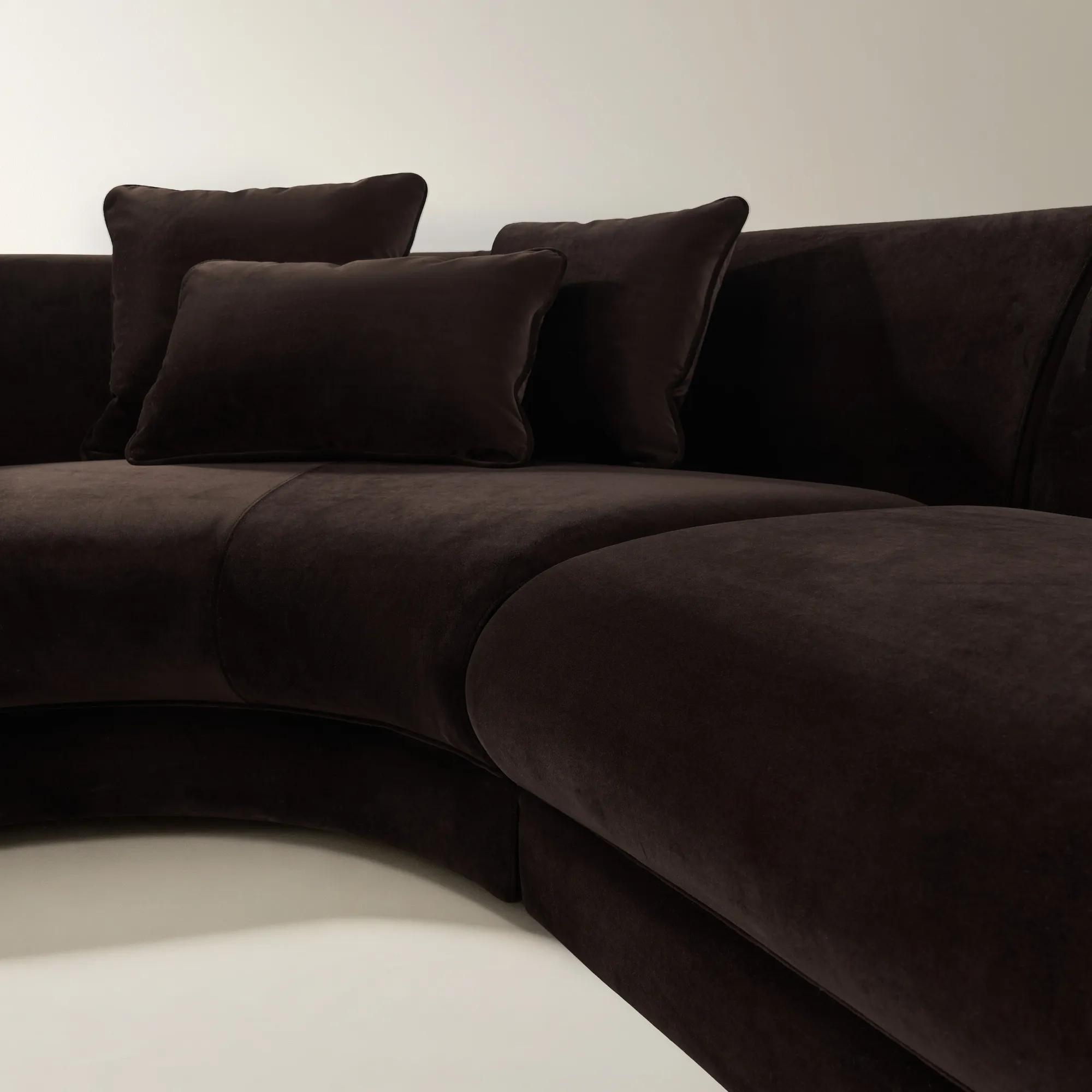Curvia 3-Piece Dark Chocolate Velvet Sectional Sofa