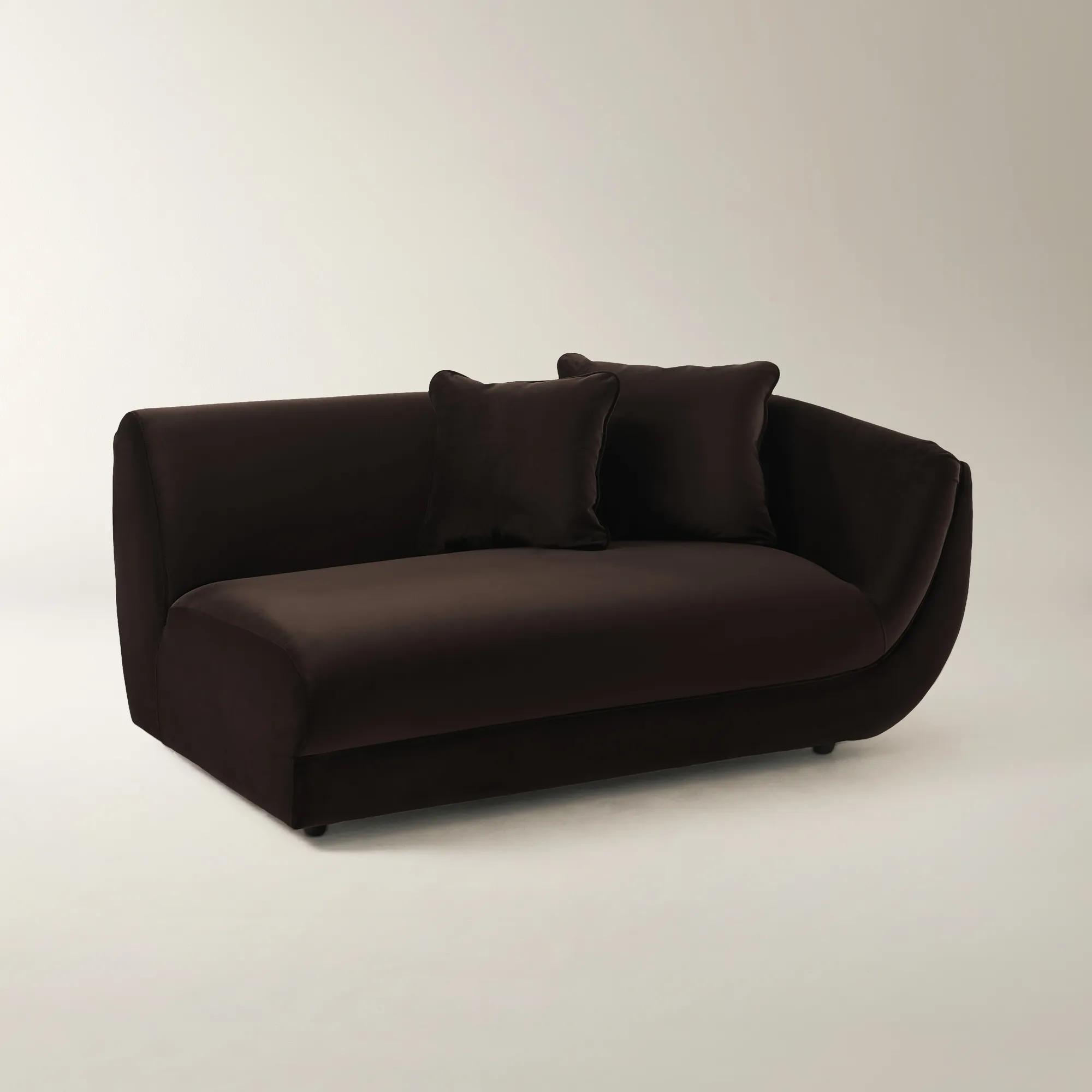Curvia Dark Chocolate Velvet Grand Right-Arm Chair