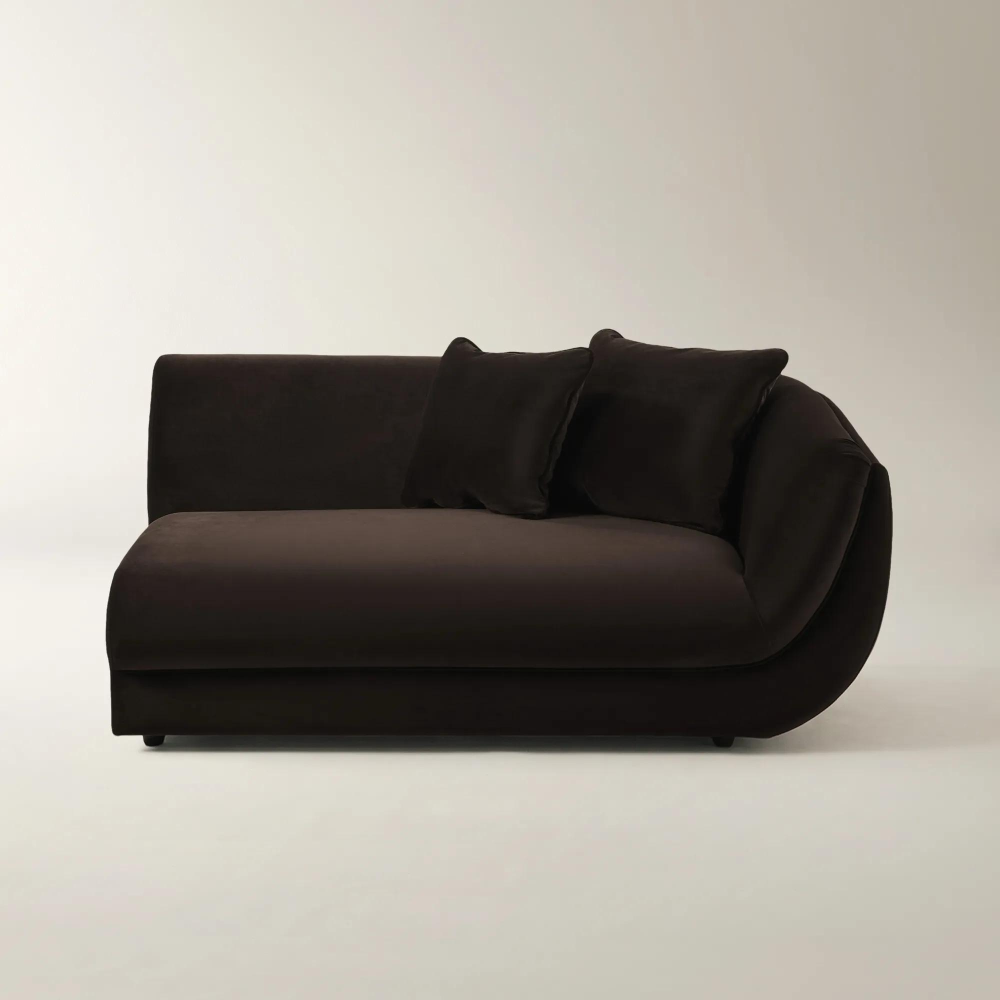 Curvia Dark Chocolate Velvet Grand Right-Arm Chair