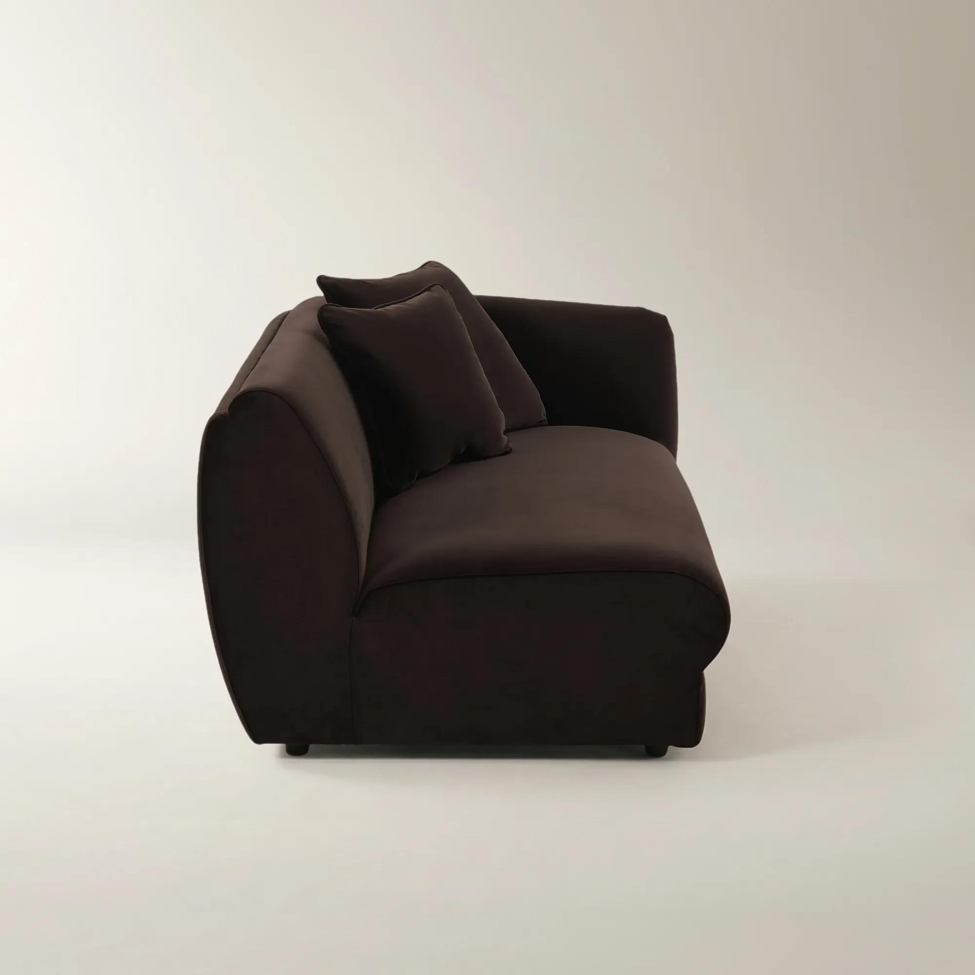 Curvia Dark Chocolate Velvet Grand Right-Arm Chair