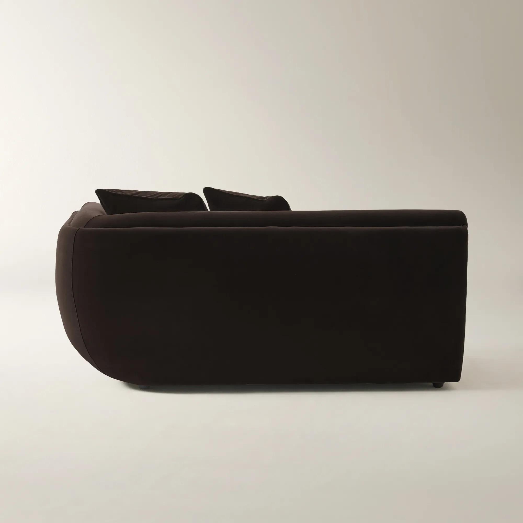 Curvia Dark Chocolate Velvet Grand Right-Arm Chair