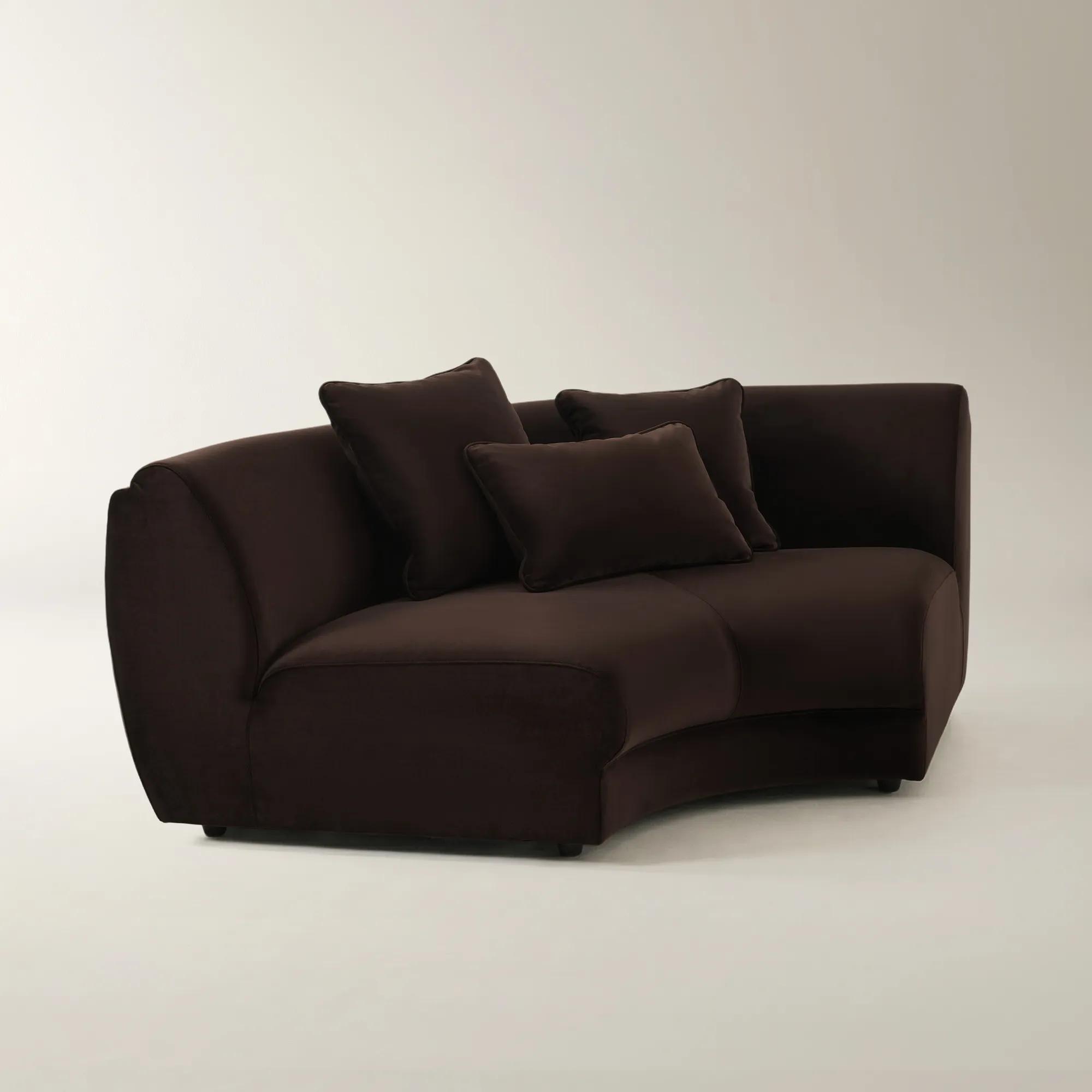 Curvia Dark Chocolate Velvet Corner Chair