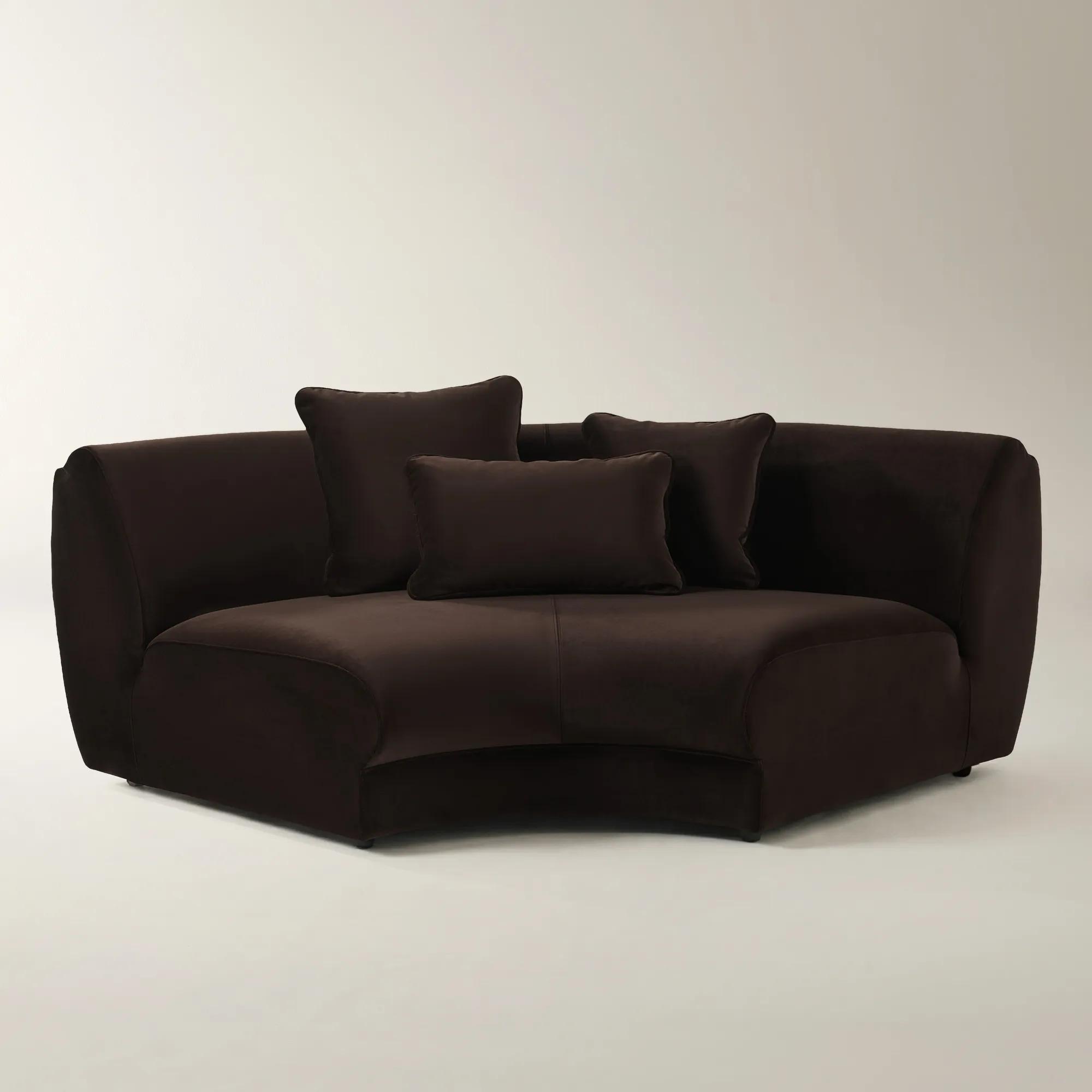 Curvia Dark Chocolate Velvet Corner Chair