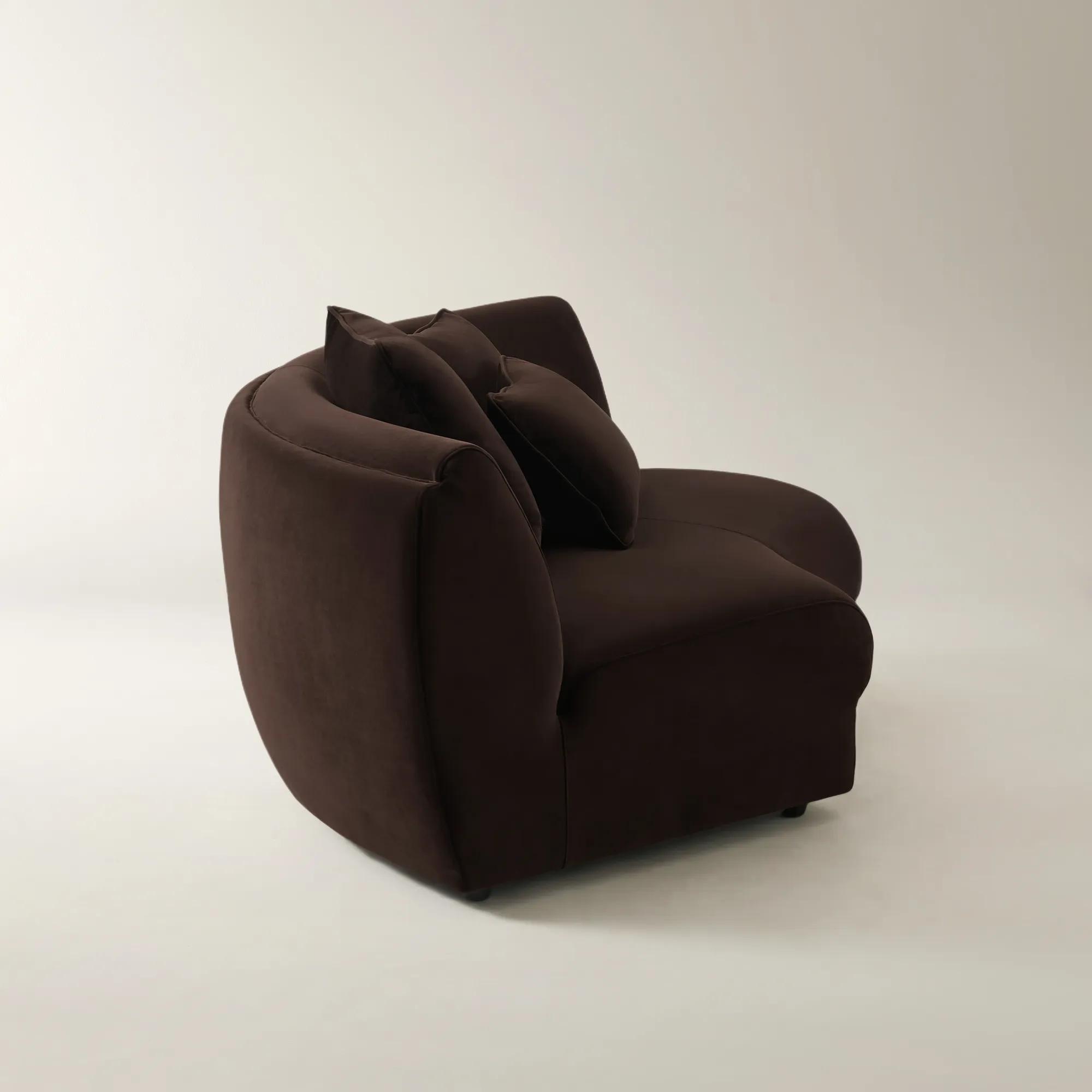 Curvia Dark Chocolate Velvet Corner Chair