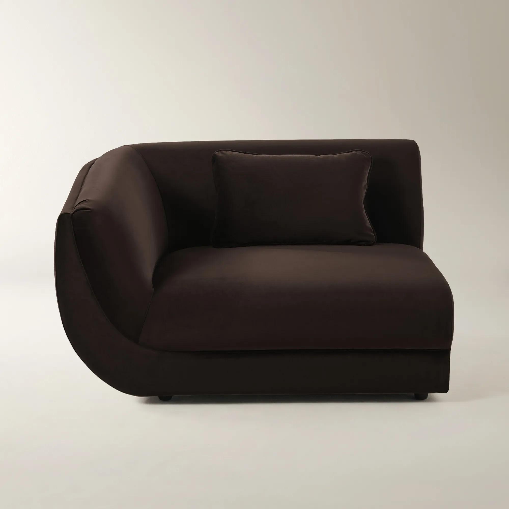 Curvia Dark Chocolate Velvet Left-Arm Chair