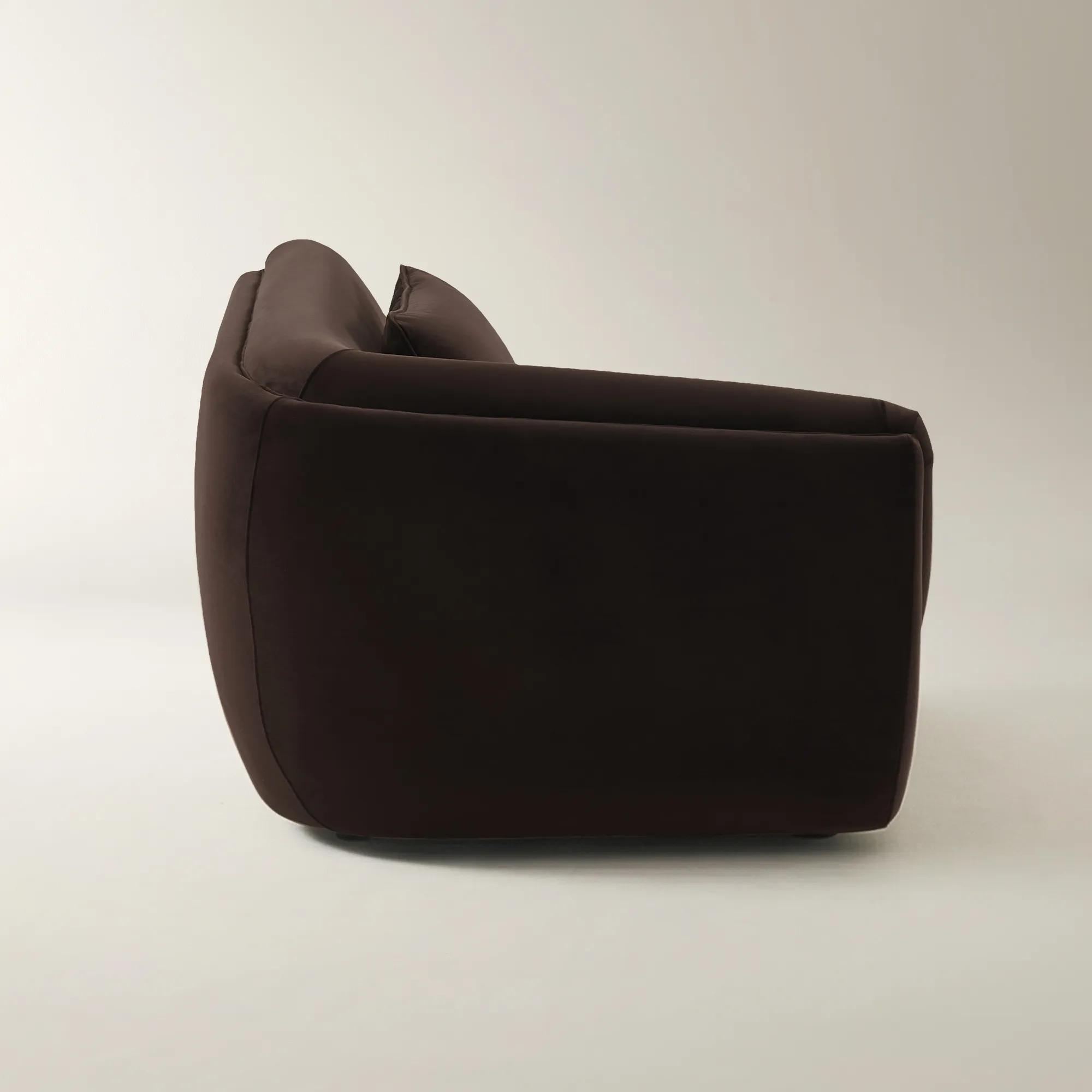 Curvia Dark Chocolate Velvet Left-Arm Chair