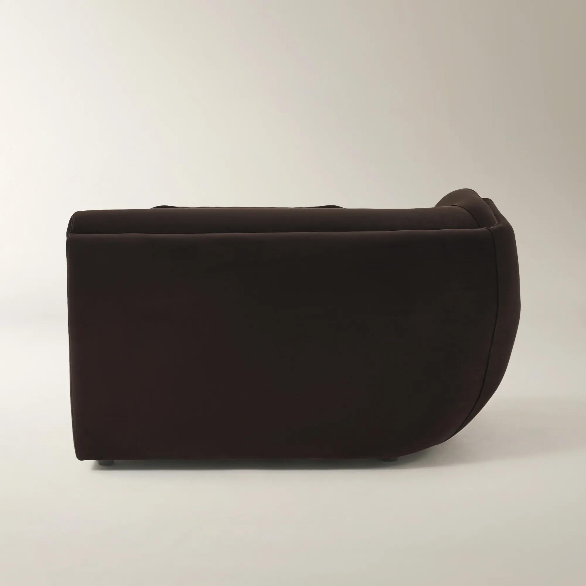 Curvia Dark Chocolate Velvet Left-Arm Chair
