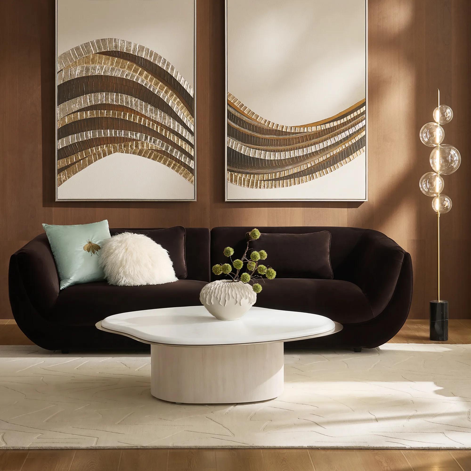 Curvia Dark Chocolate Velvet Left-Arm Chair
