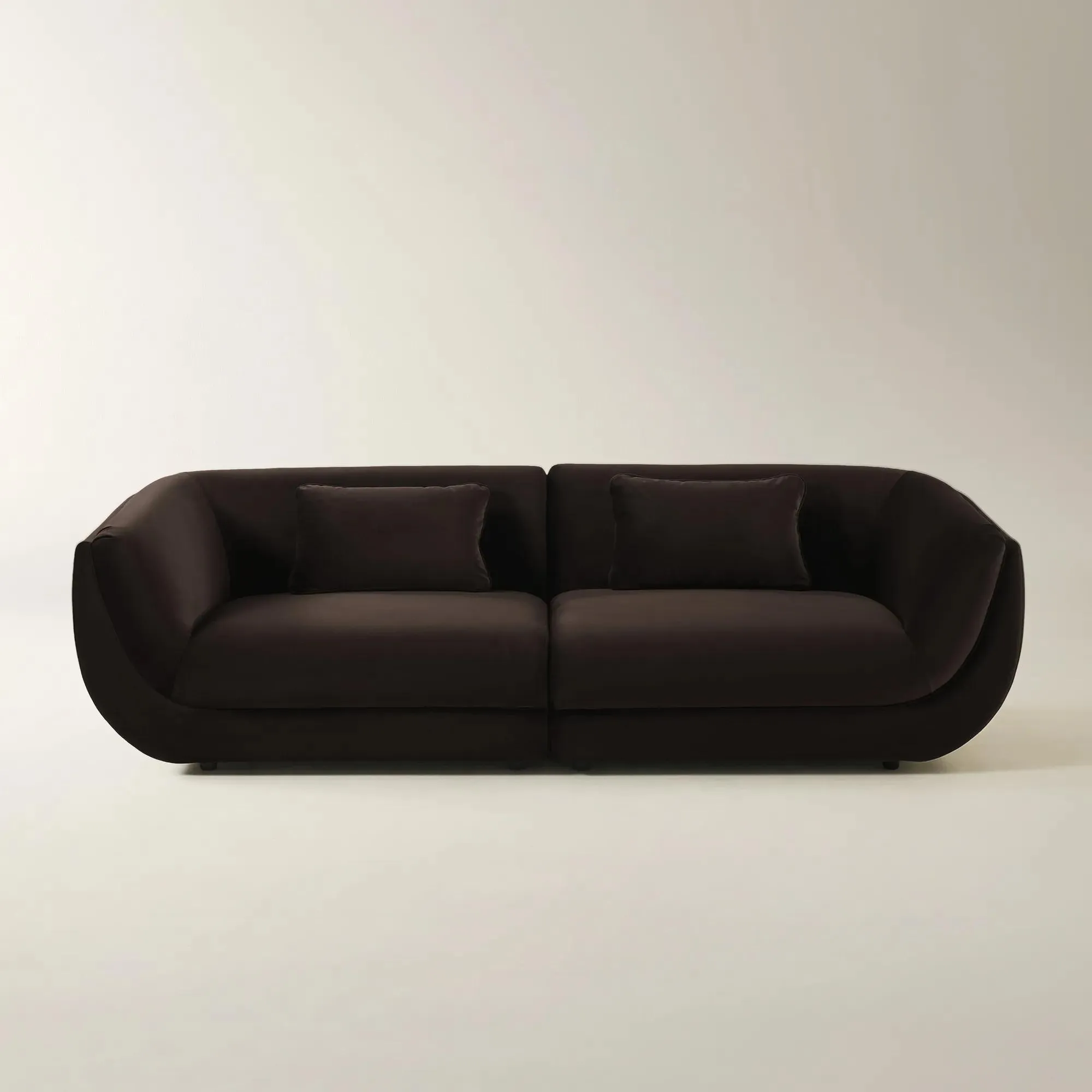 Curvia Dark Chocolate Velvet Sectional Sofa