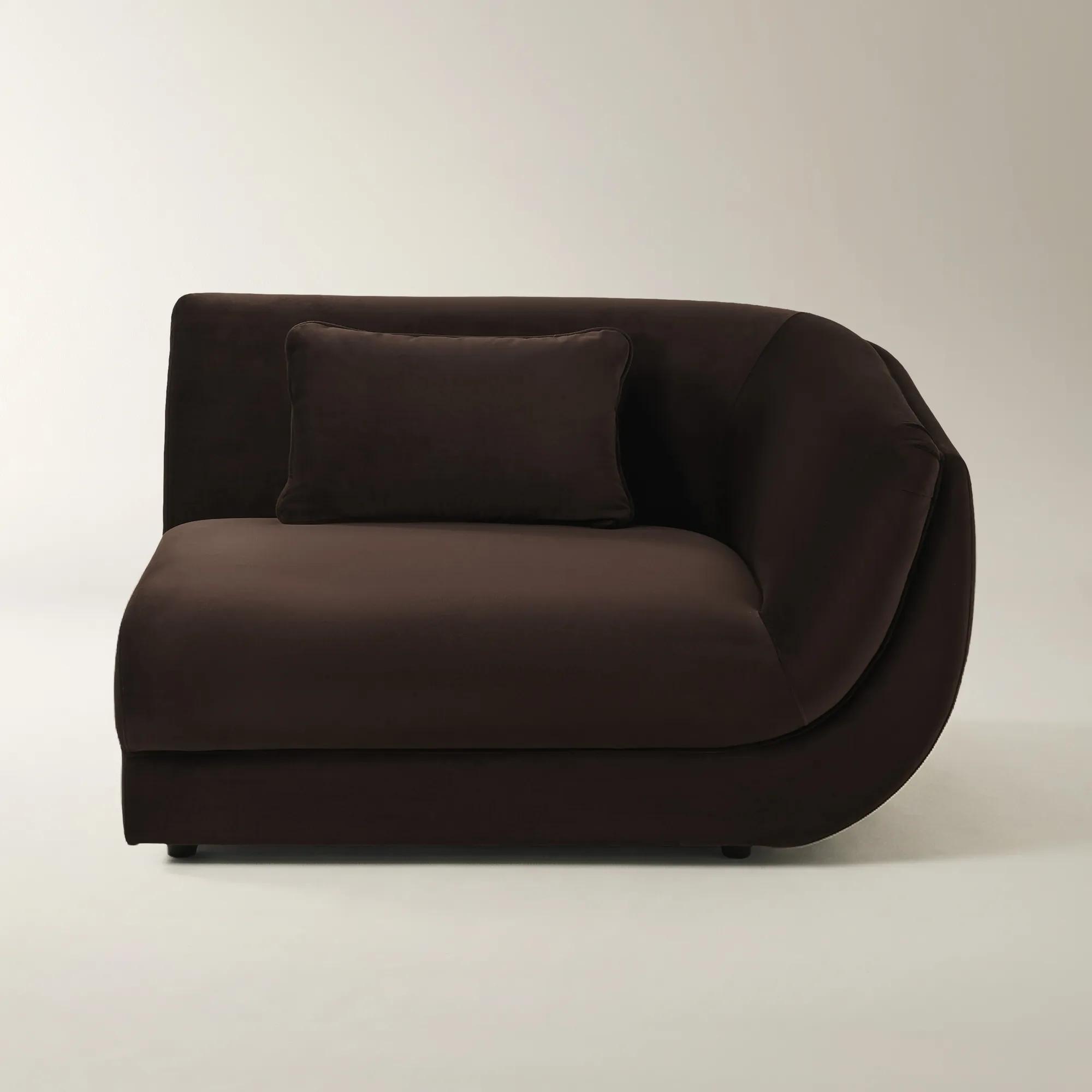 Curvia Dark Chocolate Velvet Right-Arm Chair