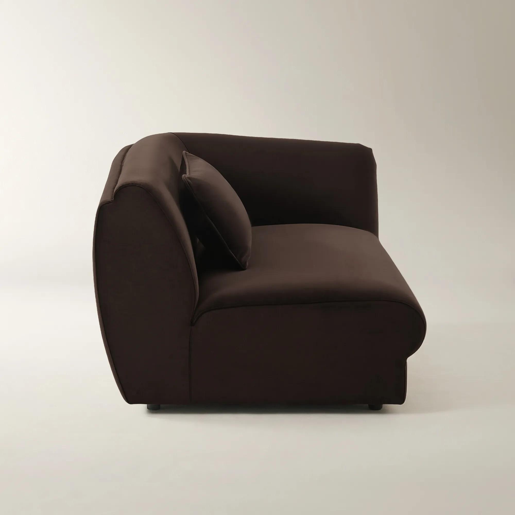 Curvia Dark Chocolate Velvet Right-Arm Chair