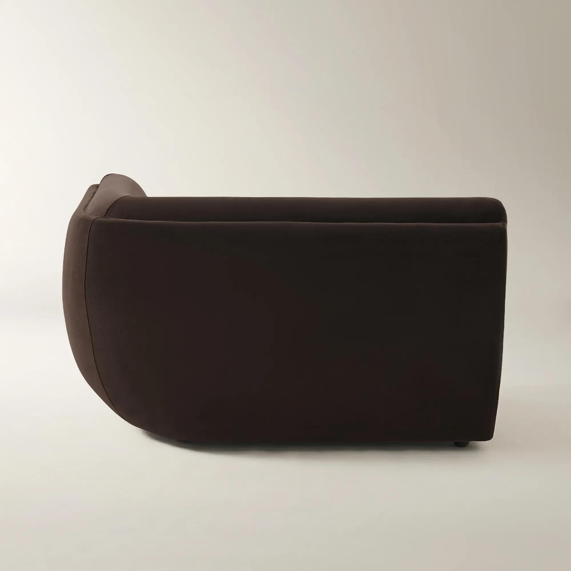 Curvia Dark Chocolate Velvet Right-Arm Chair