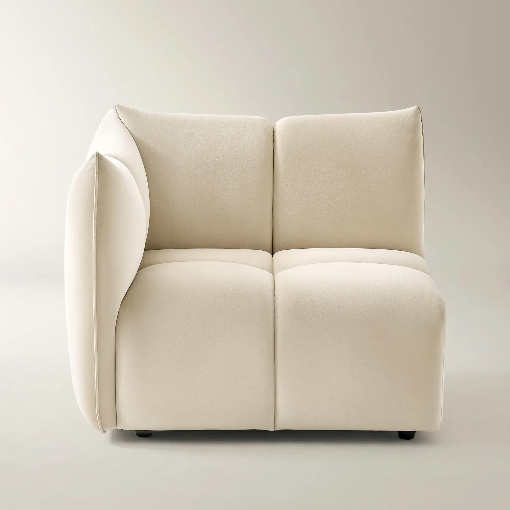Reina Tufted Oatmeal Velvet Left-Arm Chair