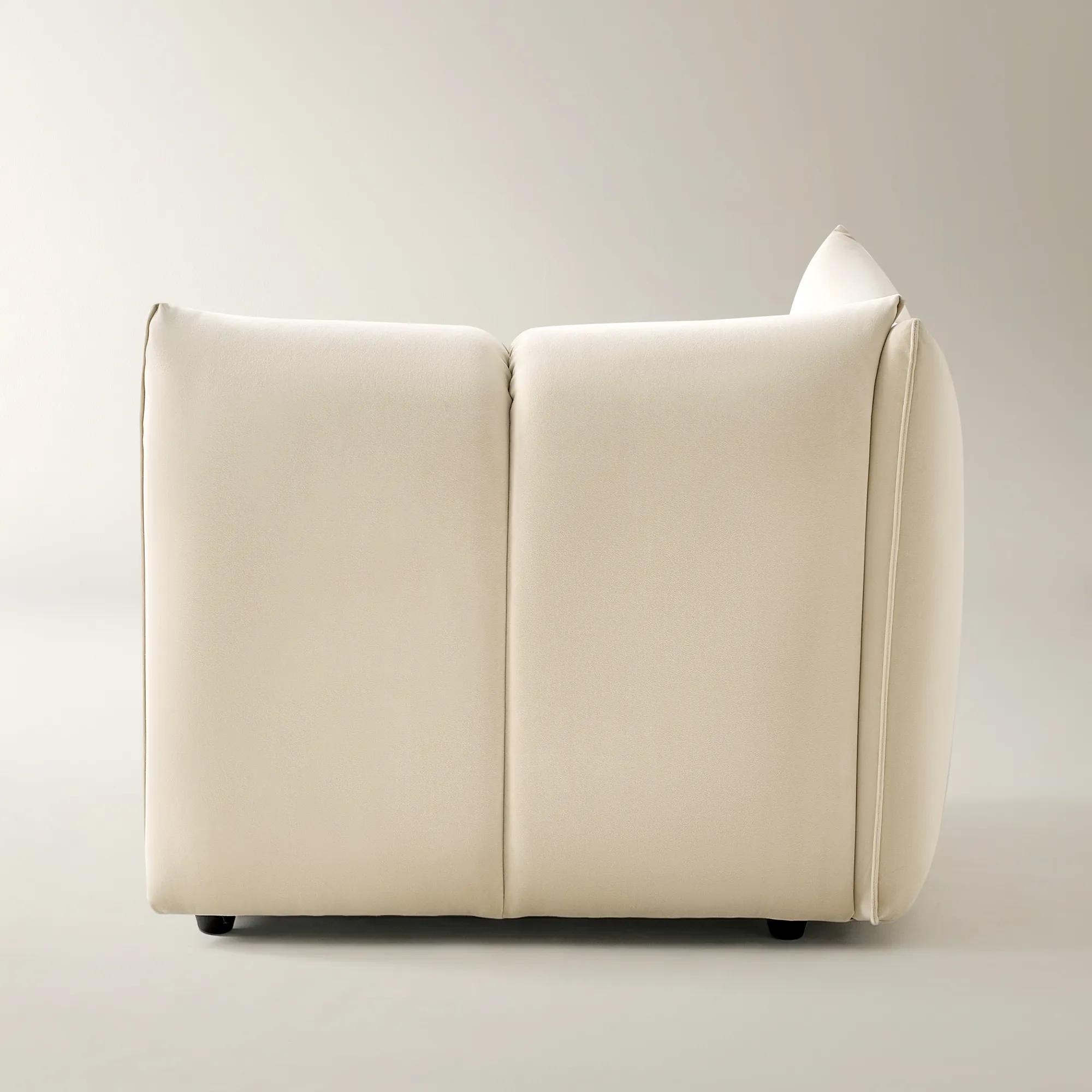 Reina Tufted Oatmeal Velvet Left-Arm Chair