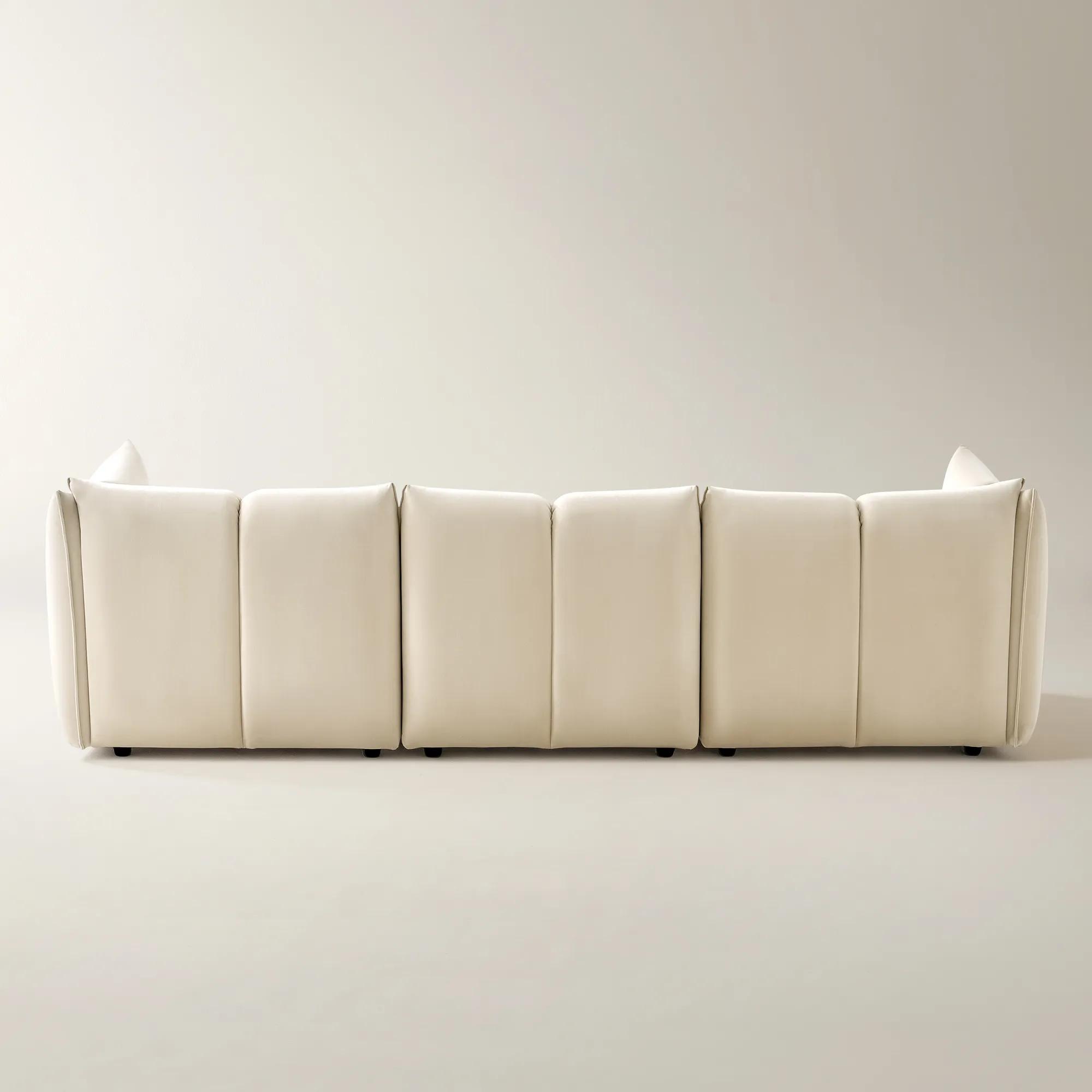 Reina 3-Piece Tufted Oatmeal Velvet Sectional Sofa