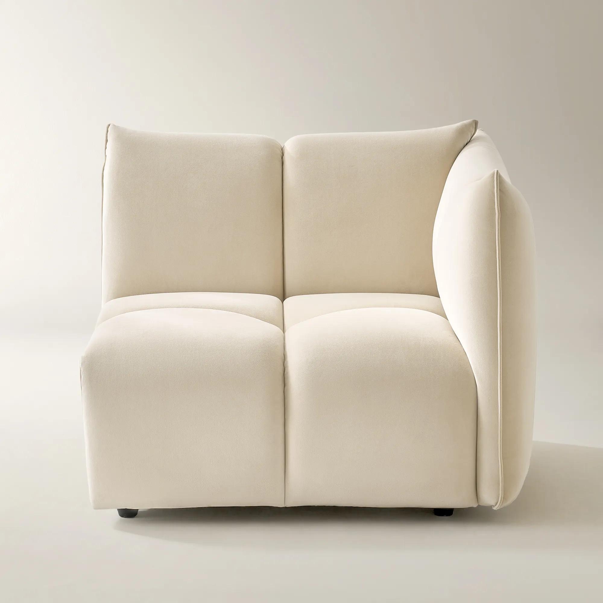 Reina Tufted Oatmeal Velvet Right-Arm Chair