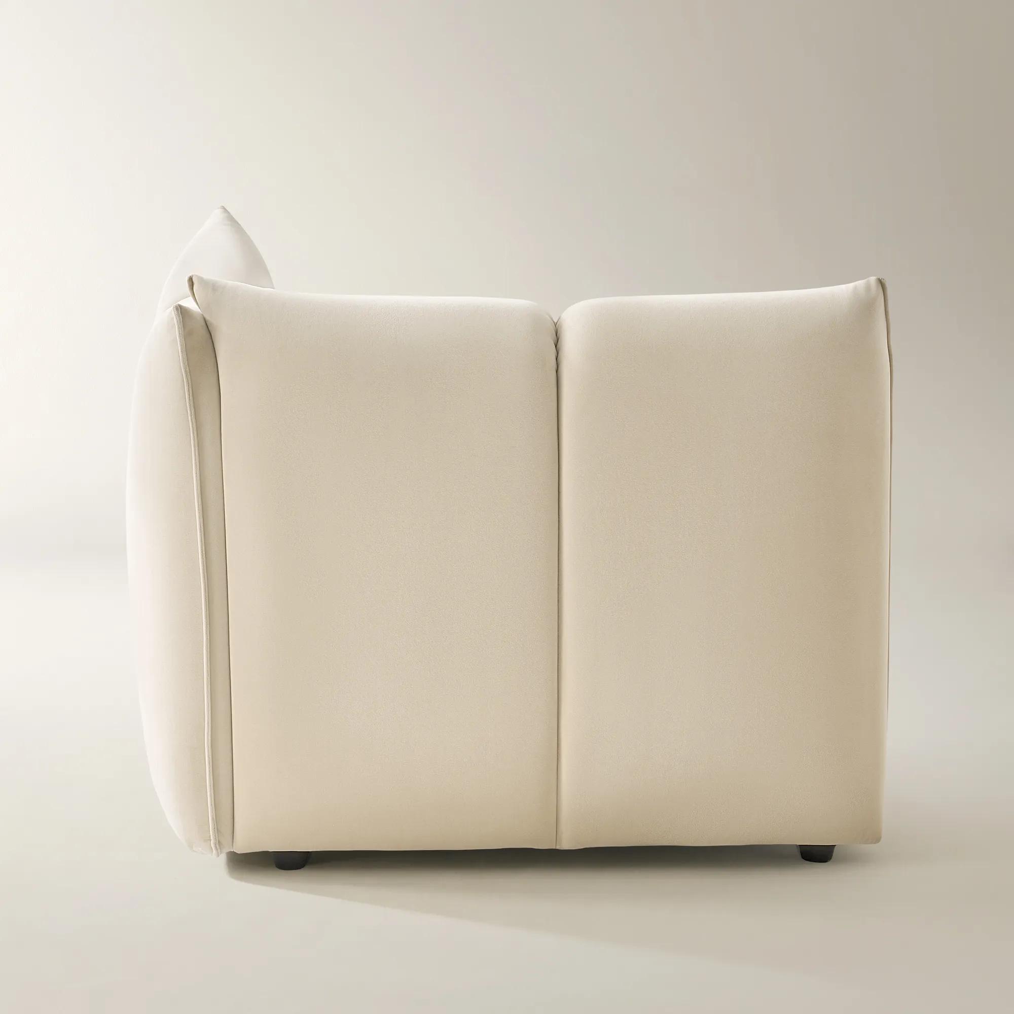 Reina Tufted Oatmeal Velvet Right-Arm Chair