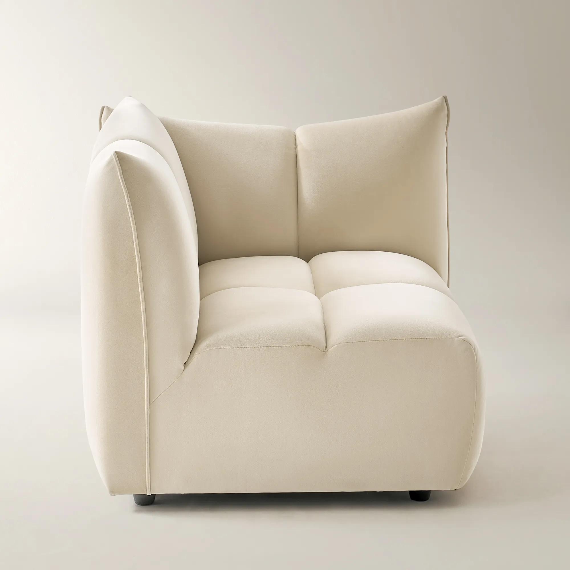Reina Tufted Oatmeal Velvet Right-Arm Chair