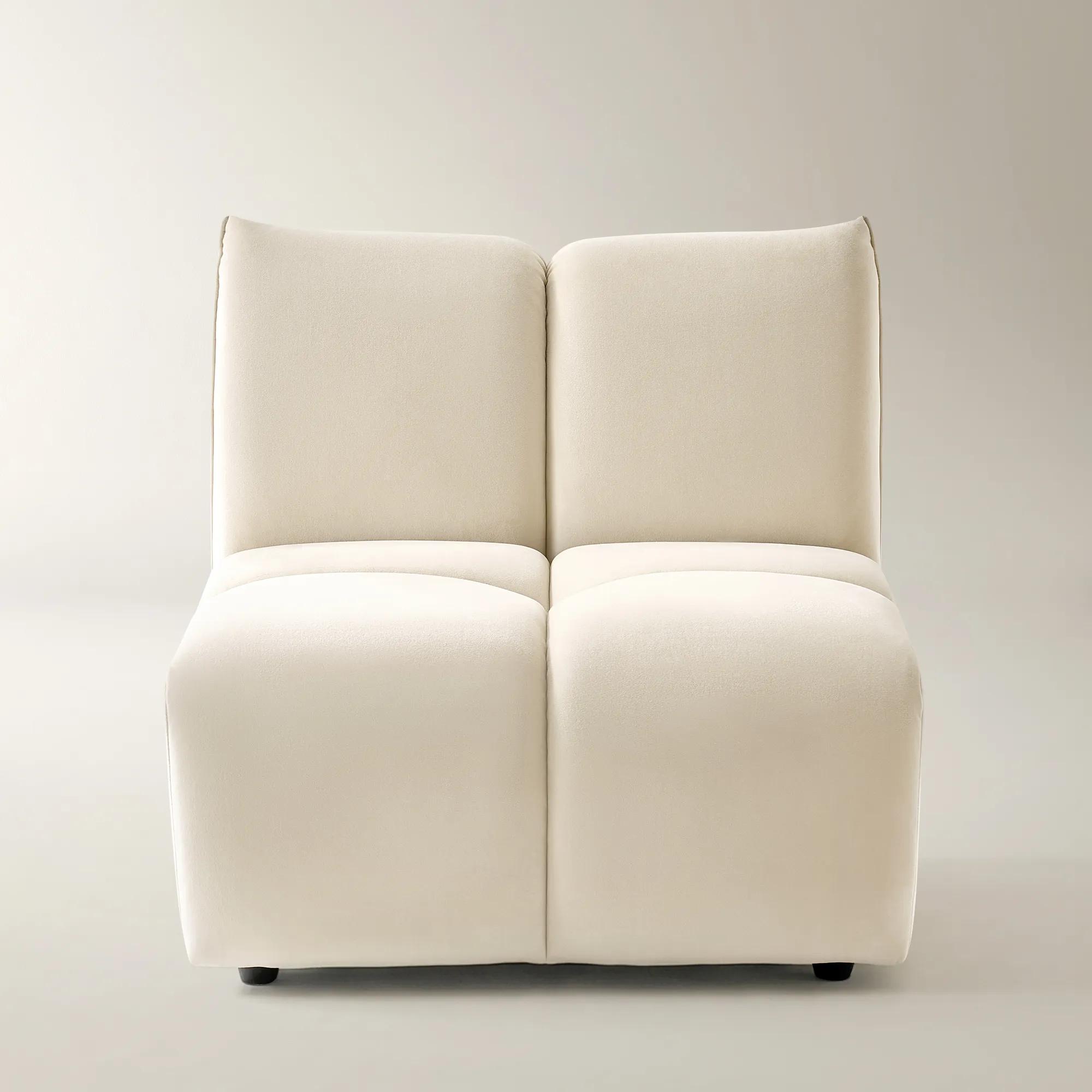 Reina Tufted Oatmeal Velvet Armless Chair