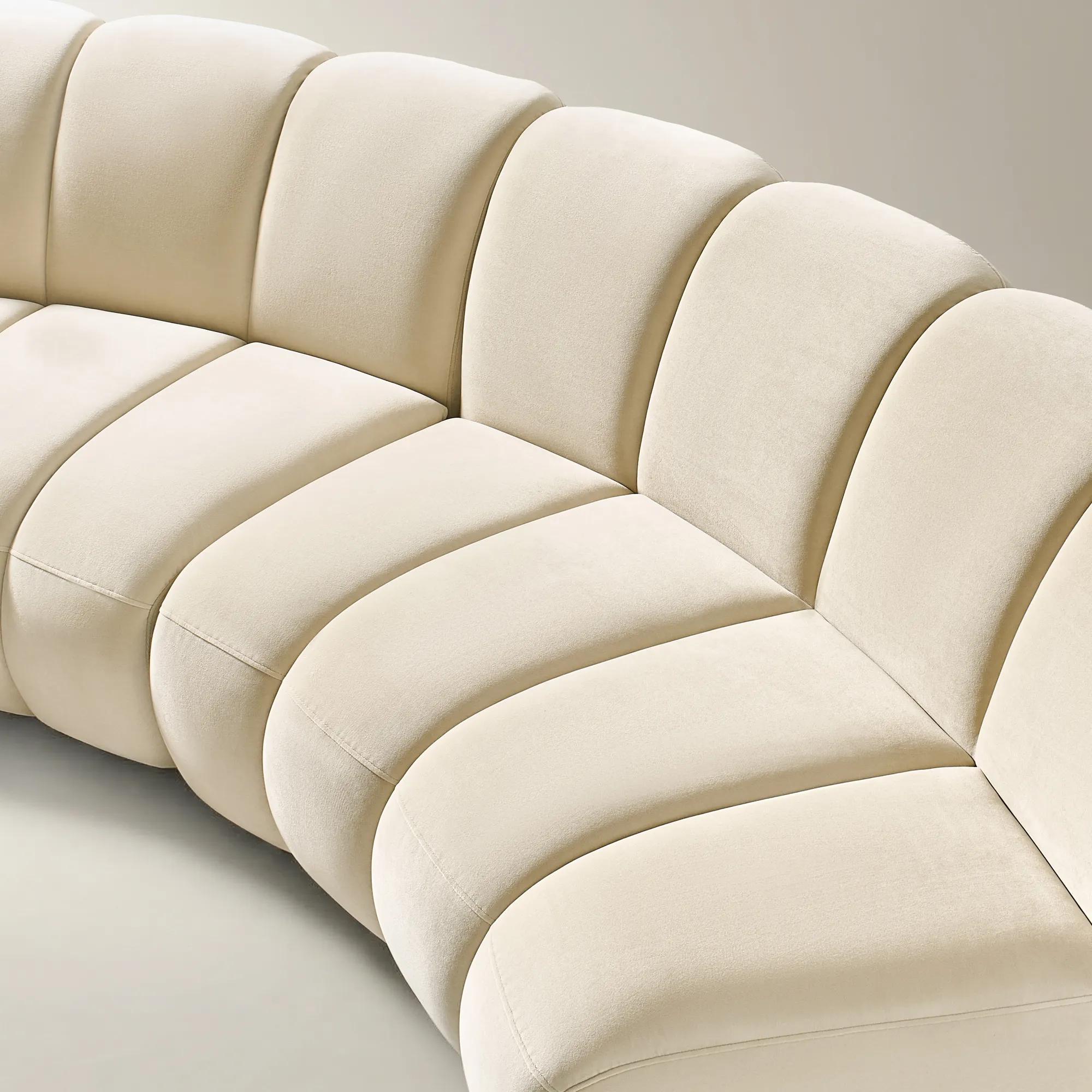 Jocelyn 2-Piece Channel-Tufted Oatmeal Velvet Sectional Sofa