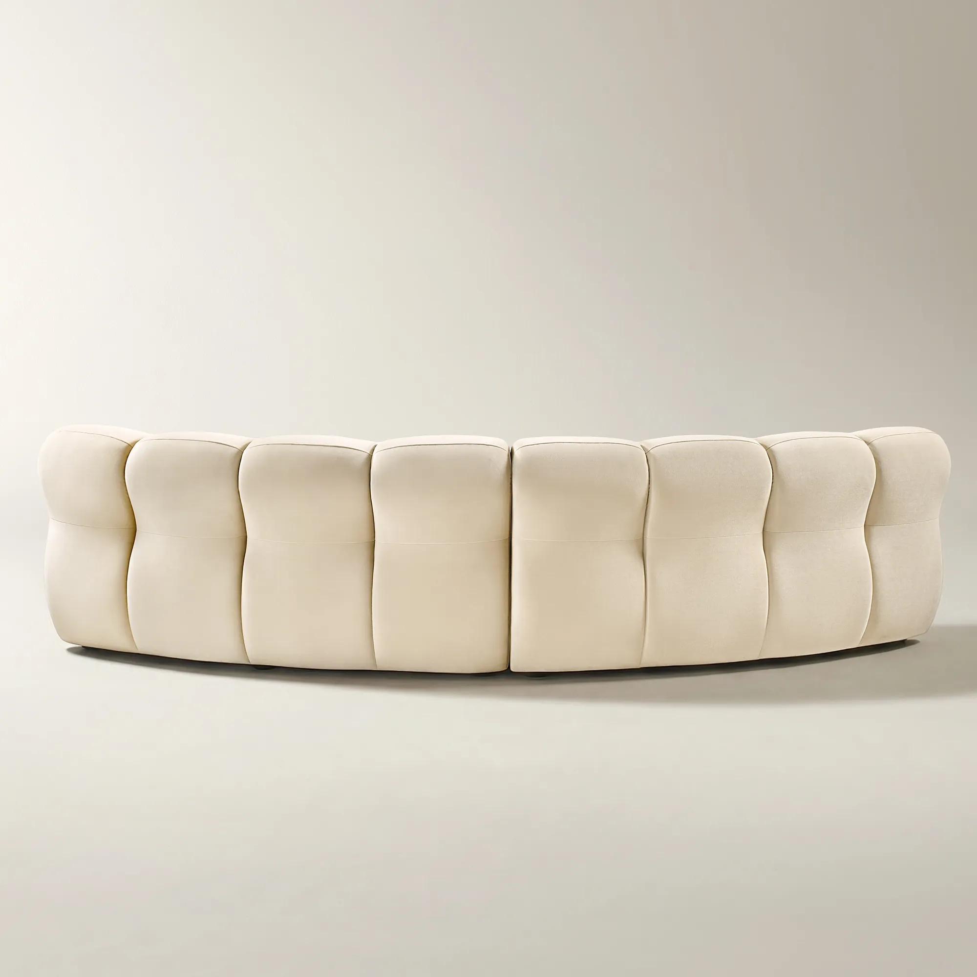 Jocelyn 2-Piece Channel-Tufted Oatmeal Velvet Sectional Sofa