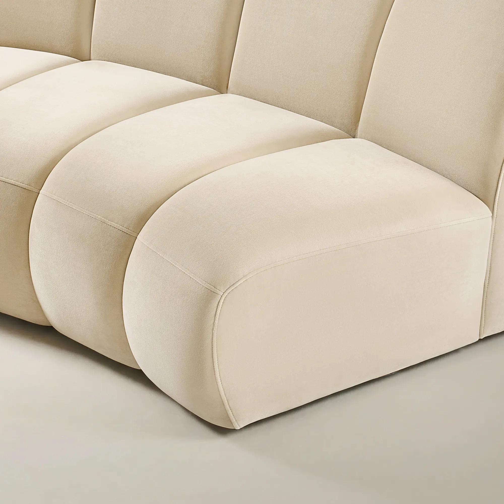 Jocelyn 2-Piece Channel-Tufted Oatmeal Velvet Sectional Sofa