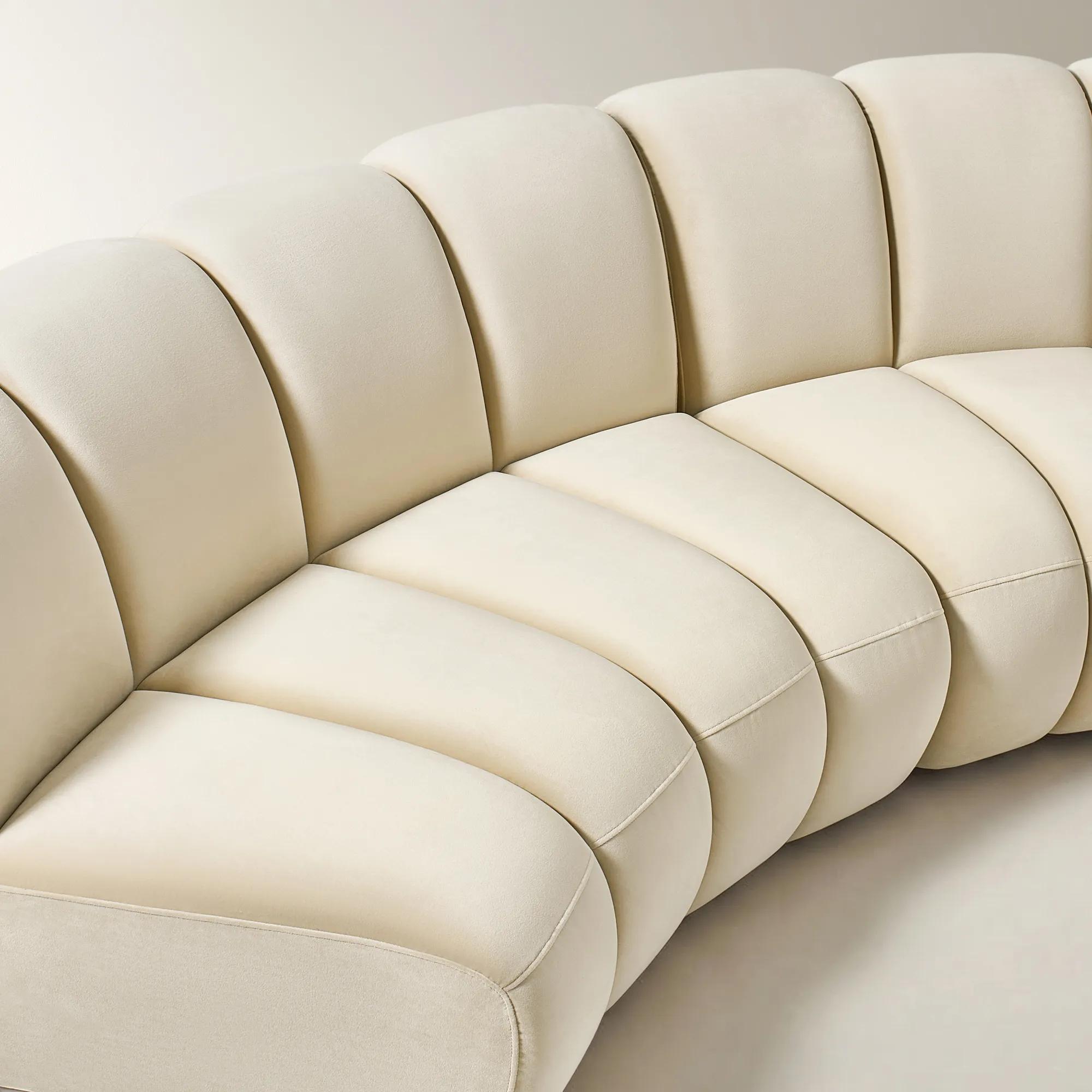 Jocelyn 2-Piece Channel-Tufted Oatmeal Velvet Sectional Sofa