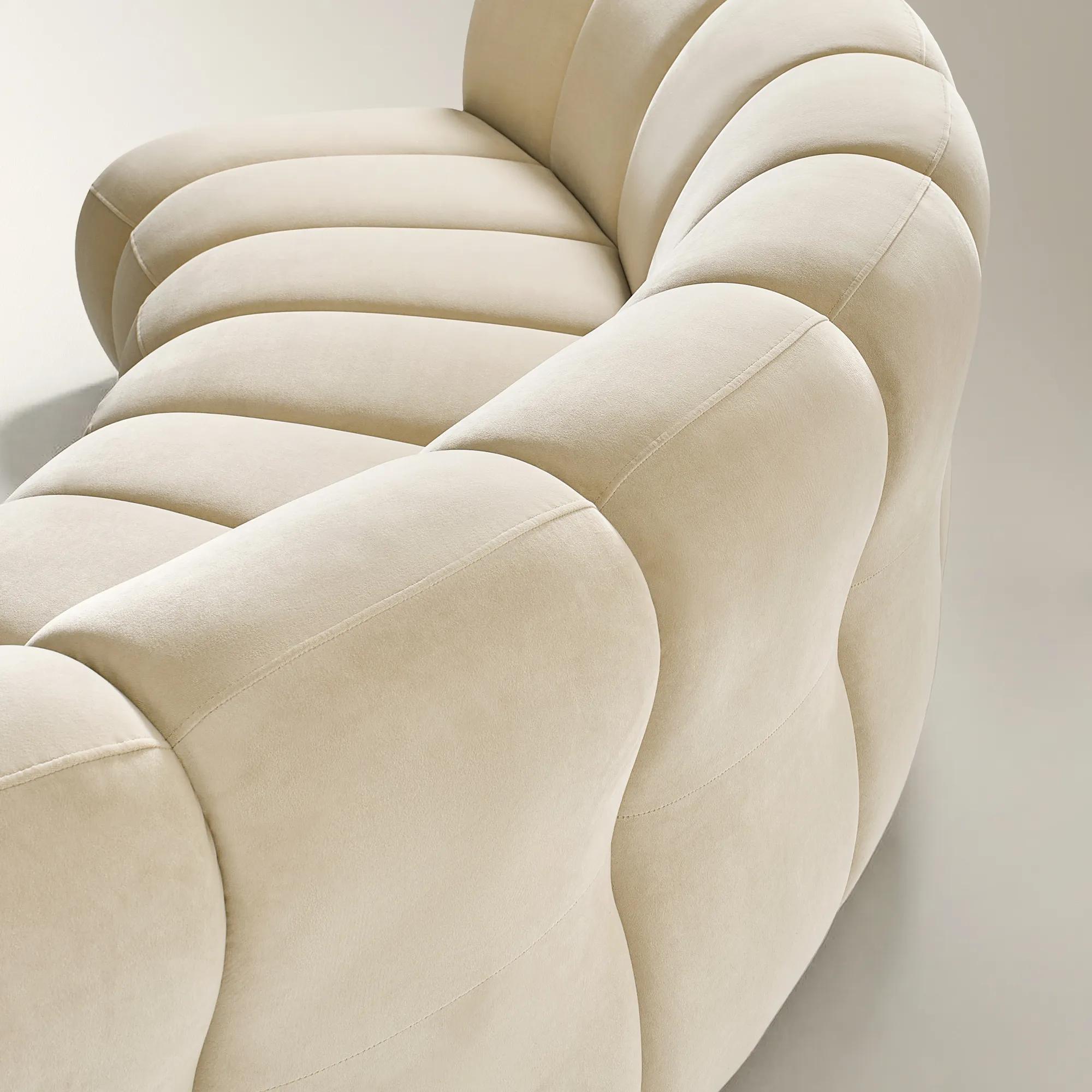 Jocelyn 2-Piece Channel-Tufted Oatmeal Velvet Sectional Sofa