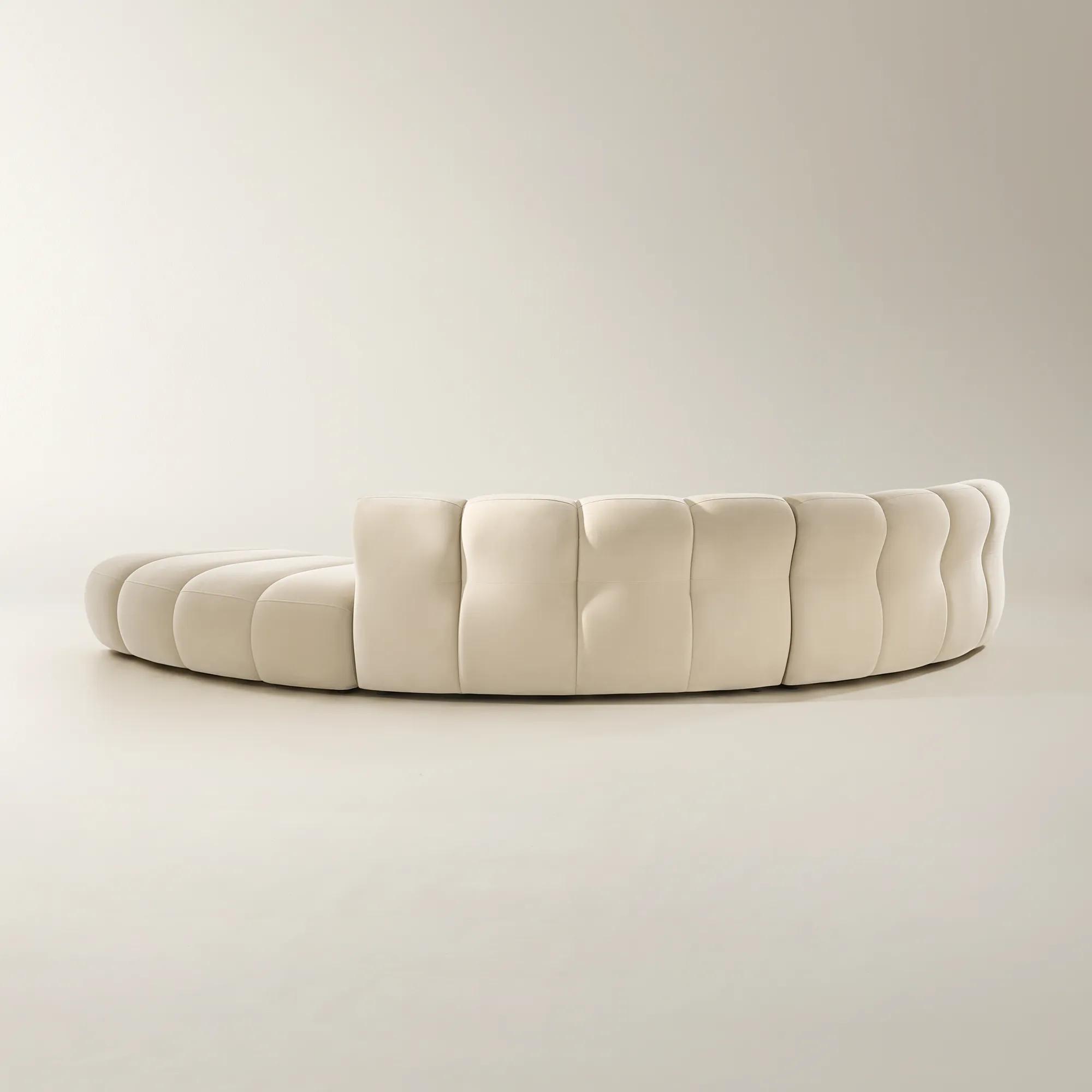 Jocelyn 3-Piece Channel-Tufted Oatmeal Velvet Sectional Sofa