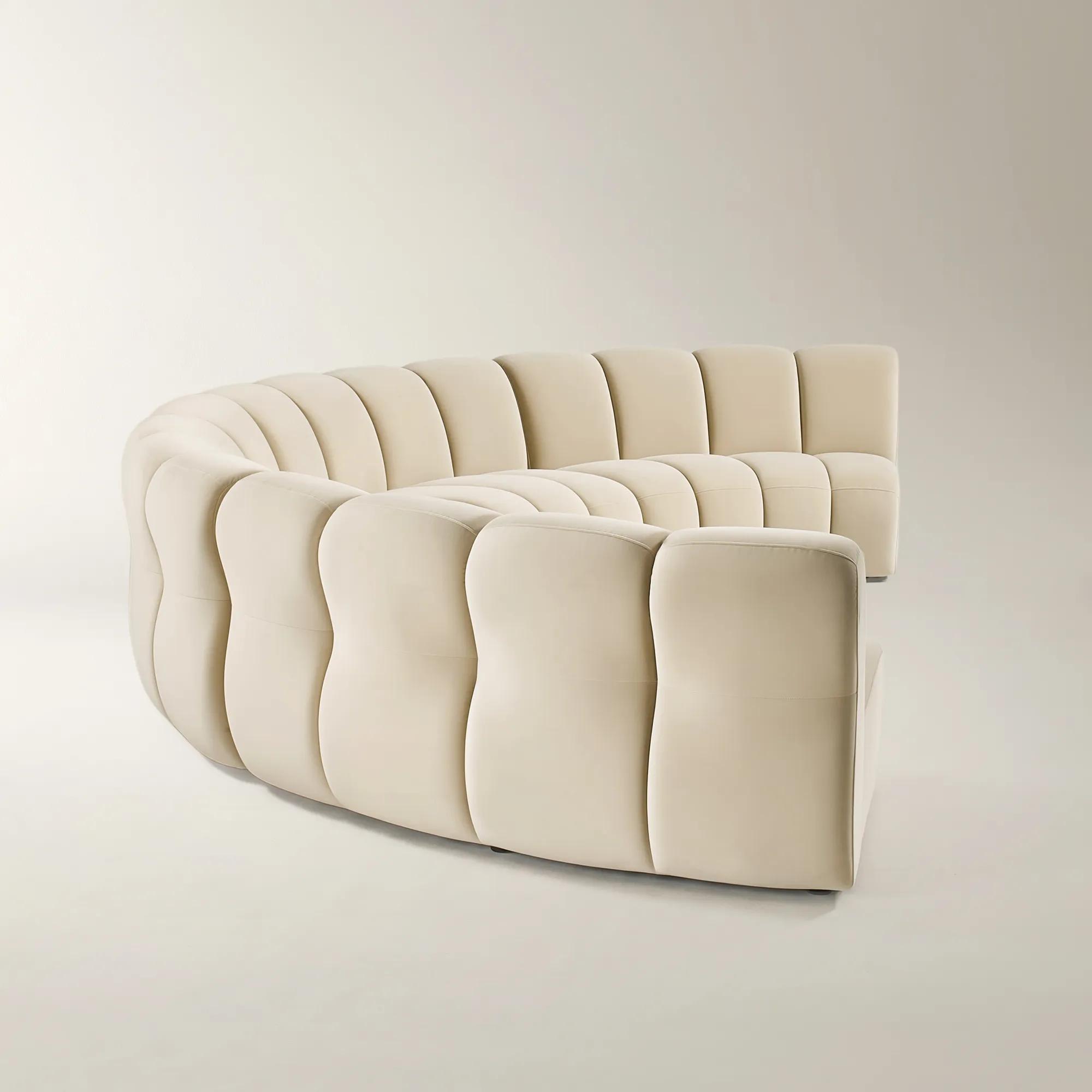 Jocelyn 4-Piece Channel-Tufted Oatmeal Velvet Sectional Sofa