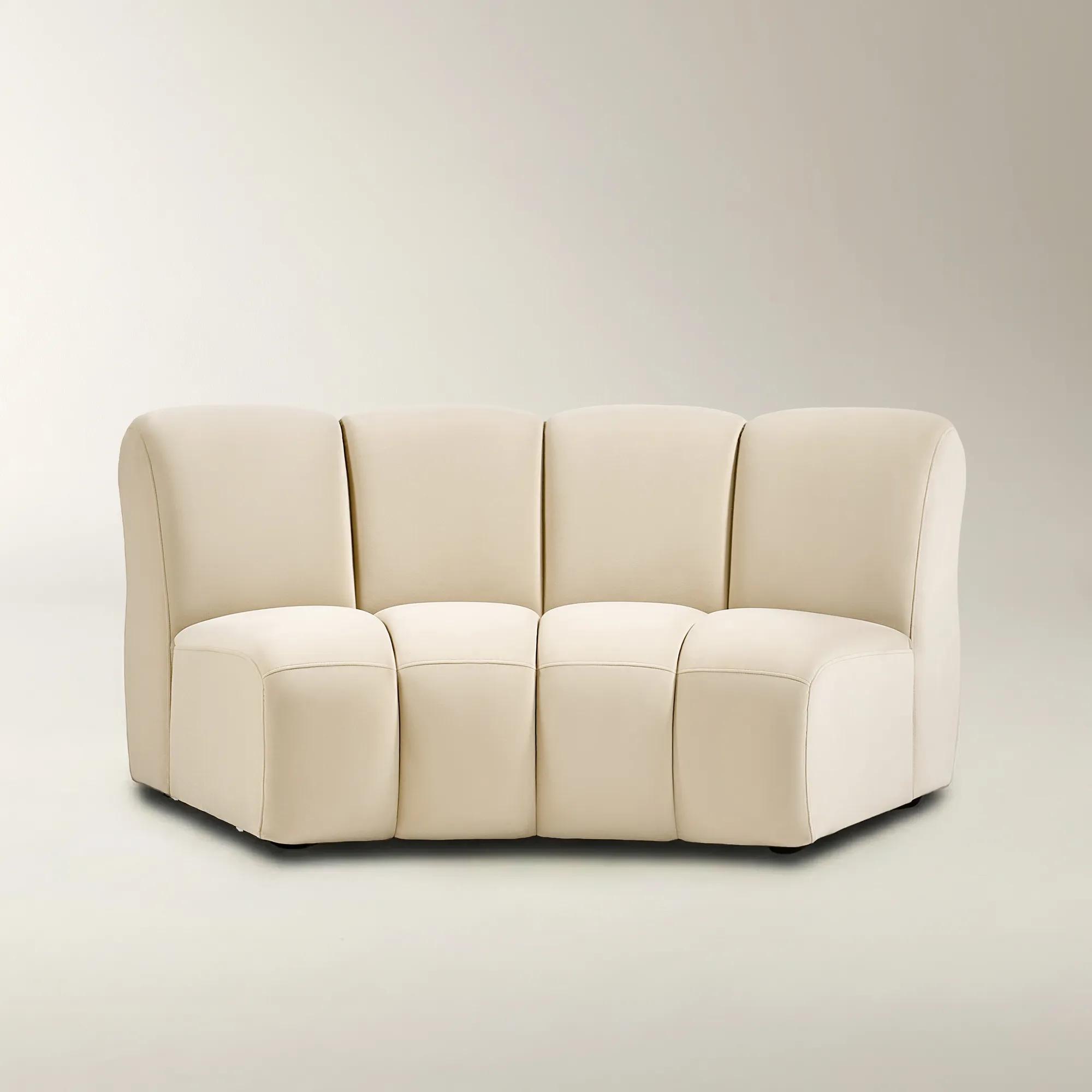 Jocelyn Channel-Tufted Oatmeal Velvet Armless Chair