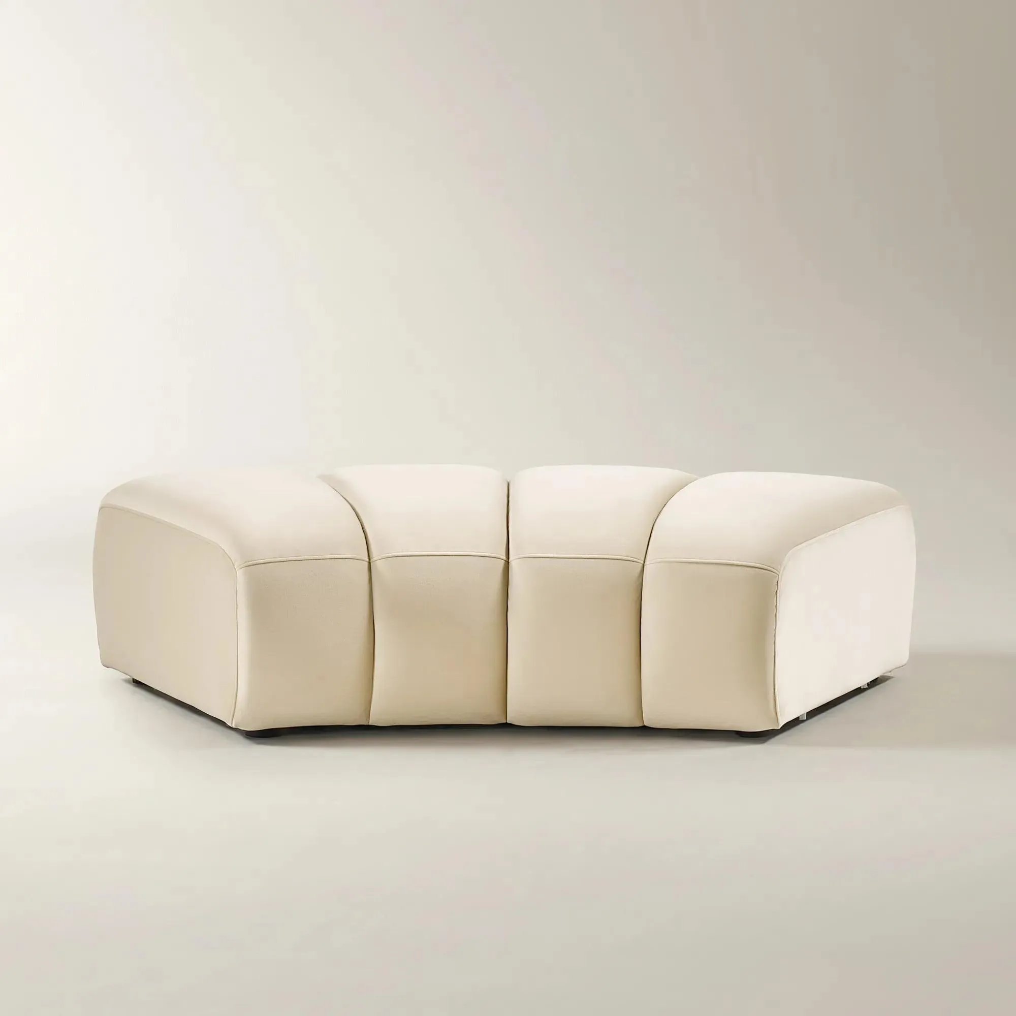 Jocelyn Channel-Tufted Oatmeal Velvet Sectional Sofa Component