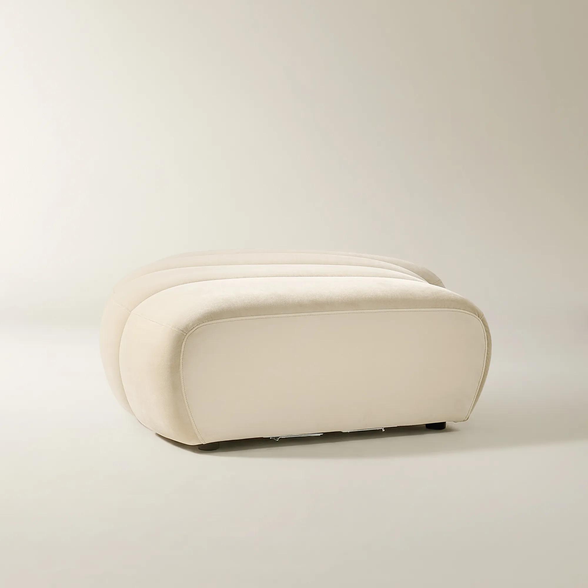 Jocelyn Channel-Tufted Oatmeal Velvet Ottoman