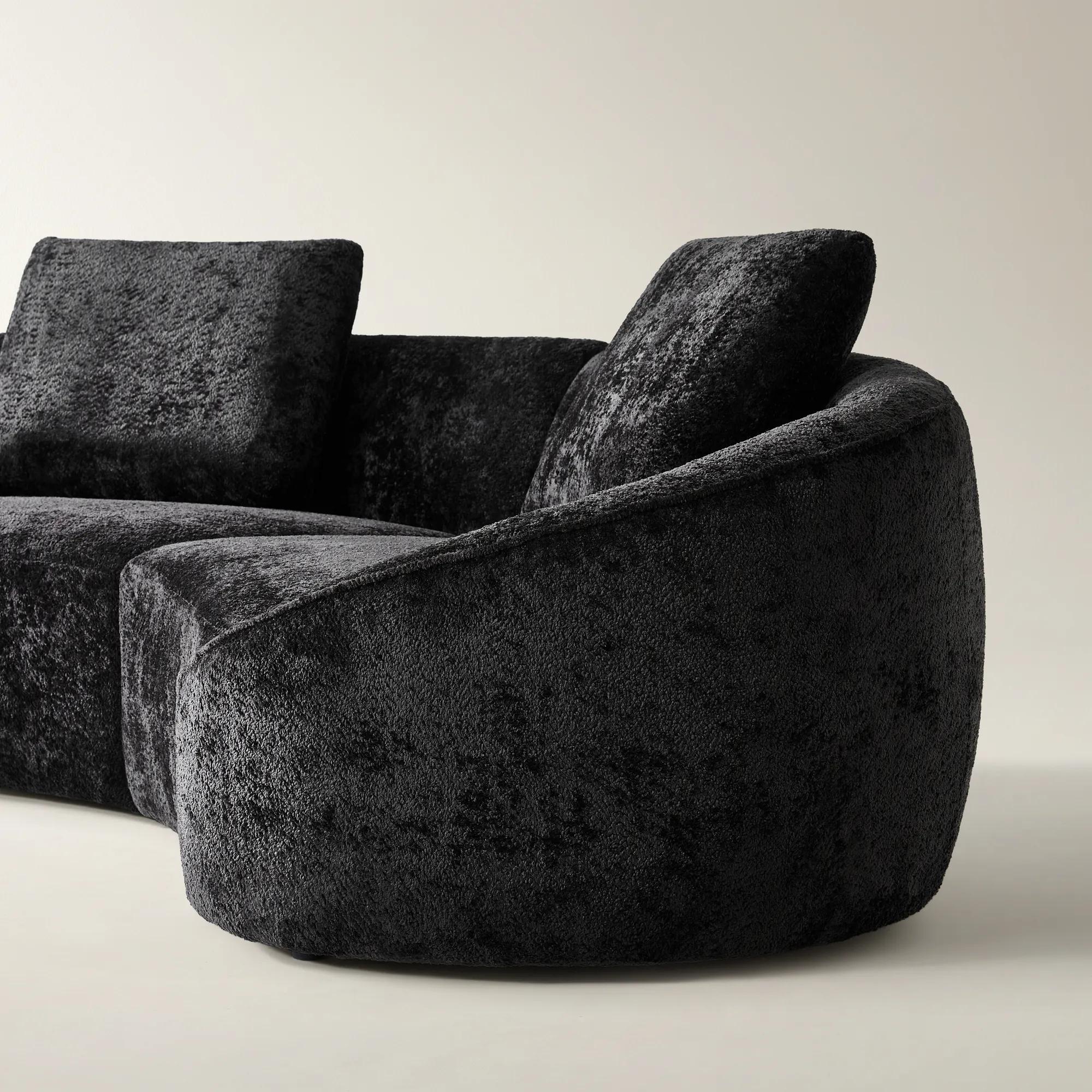Irene 4-Piece Black Chenille Sectional Sofa
