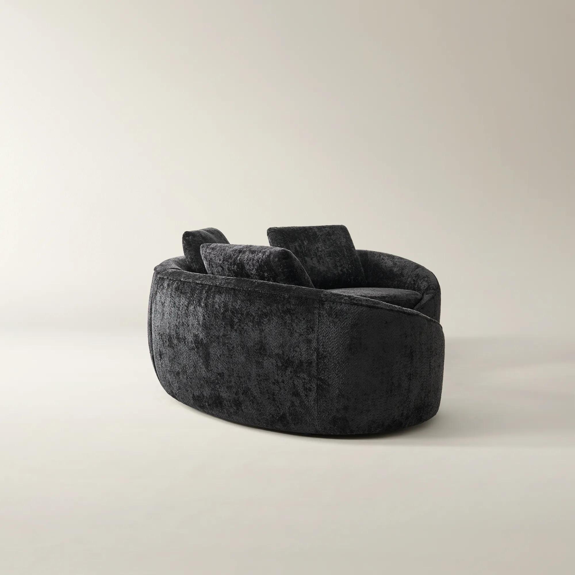 Irene 3-Piece Black Chenille Sectional