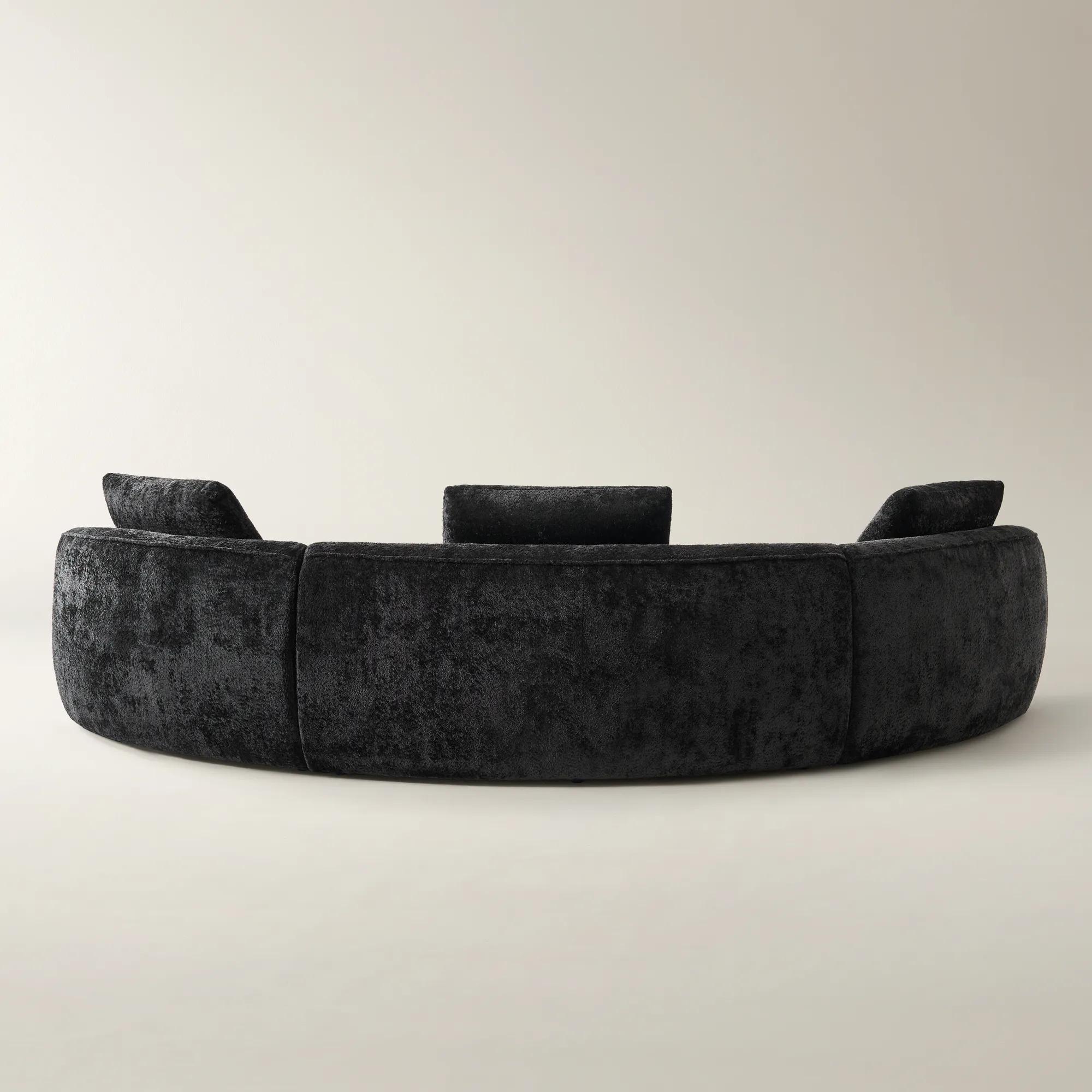 Irene 3-Piece Black Chenille Sectional