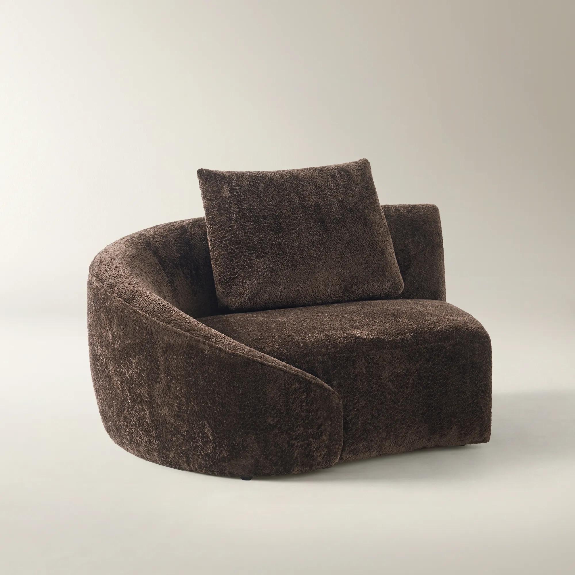 Irene Dark Chocolate Chenille Left-Arm Chair