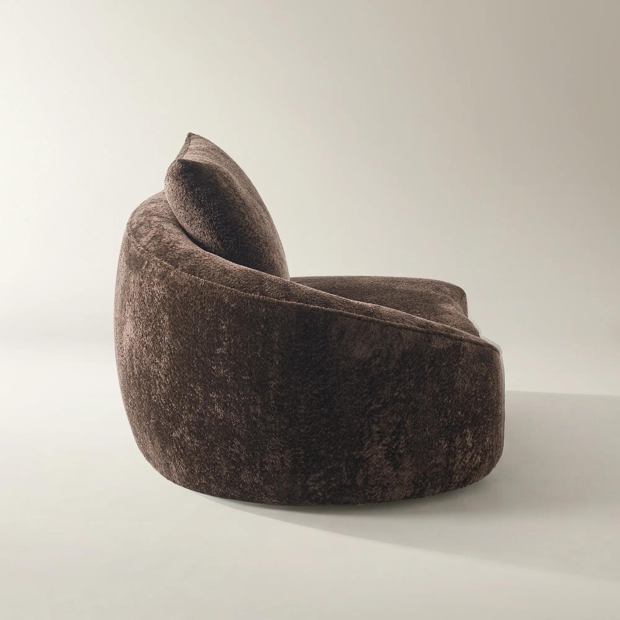 Irene Dark Chocolate Chenille Left-Arm Chair