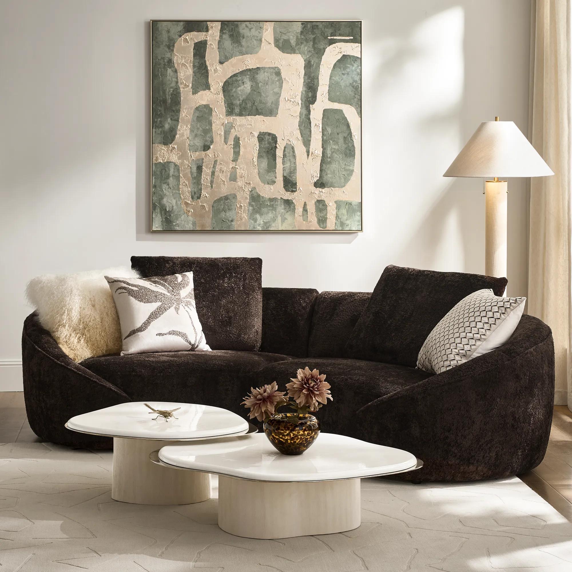 Irene 2-Piece Dark Chocolate Chenille Sectional Sofa