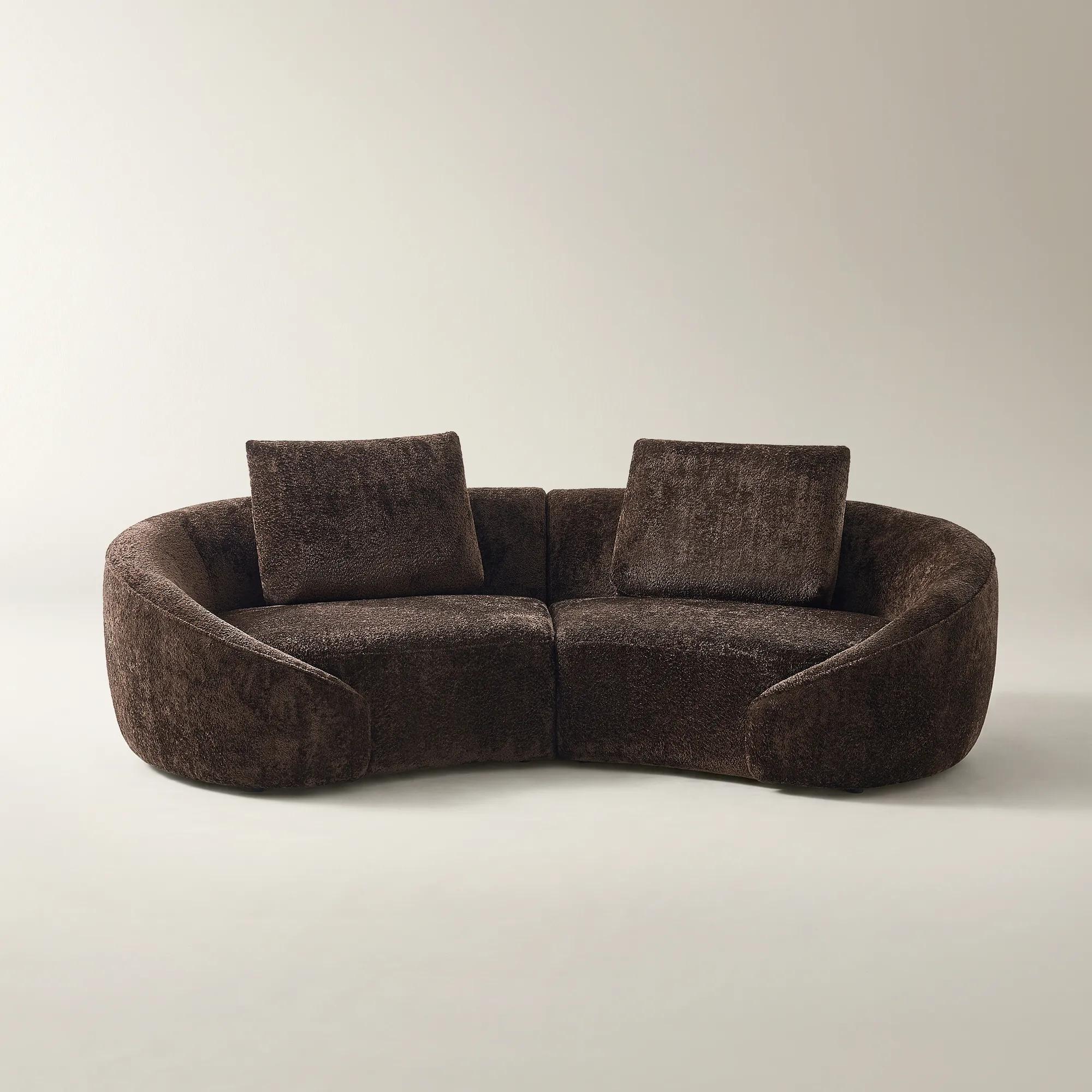 Irene 2-Piece Dark Chocolate Chenille Sectional Sofa